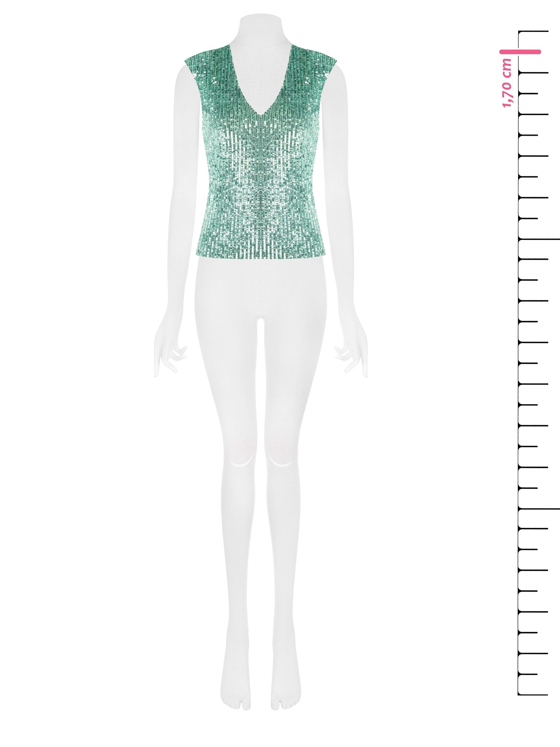 Top Sfiancato Ricoperto Di Paillettes Con Scollo A V E Spalline Rinascimento