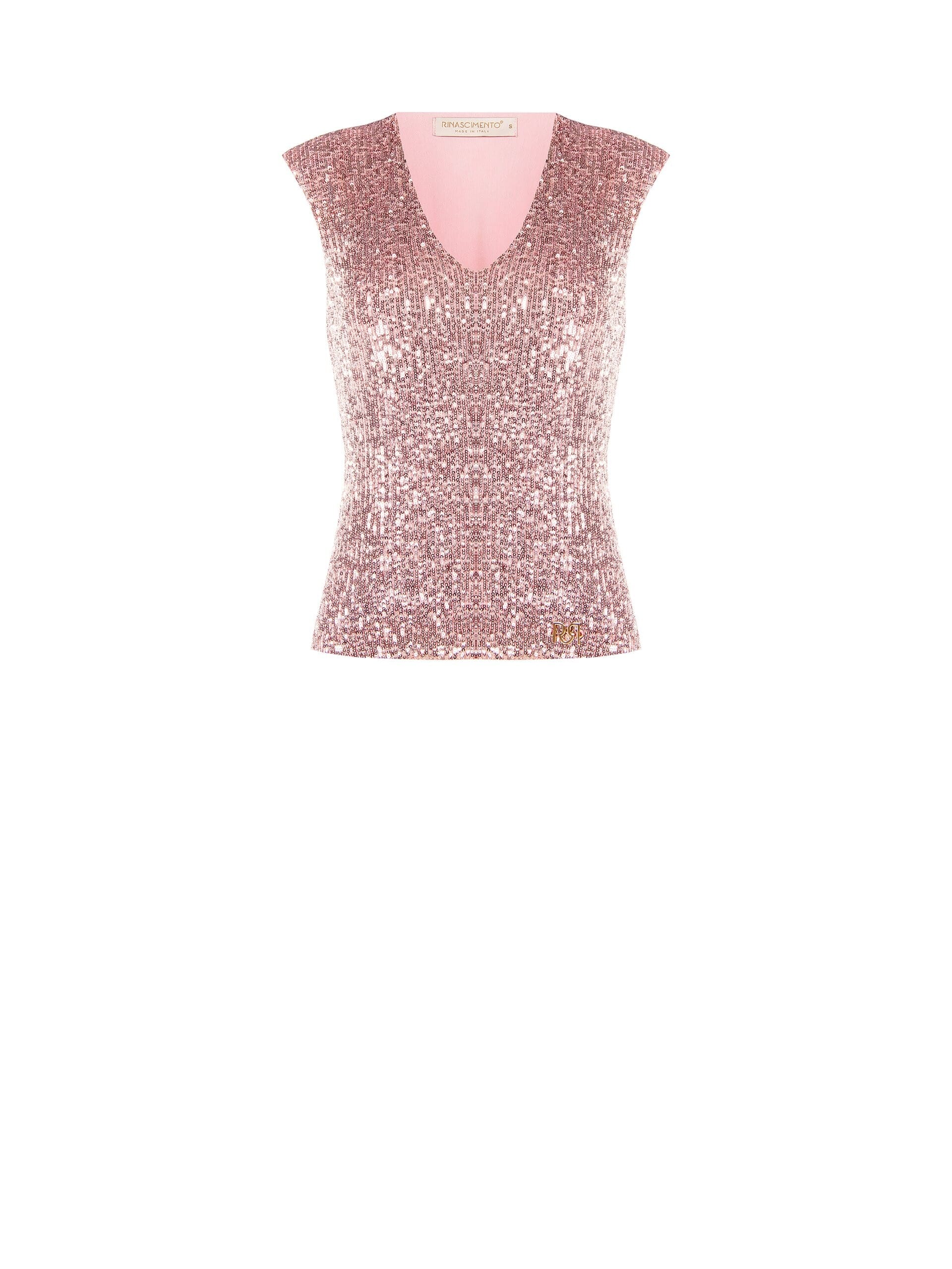 Top Sfiancato Ricoperto Di Paillettes Con Scollo A V E Spalline Rinascimento