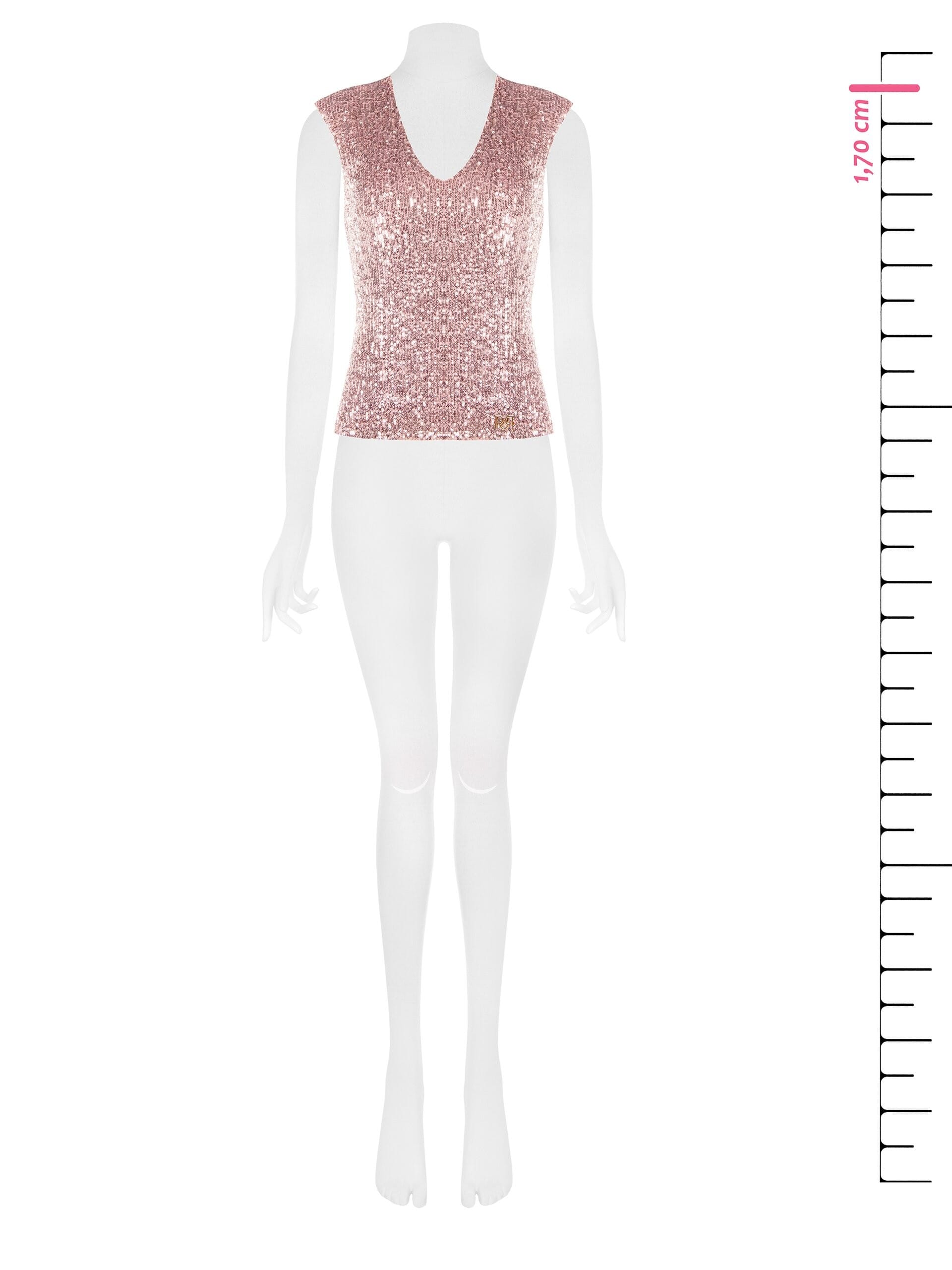 Top Sfiancato Ricoperto Di Paillettes Con Scollo A V E Spalline Rinascimento