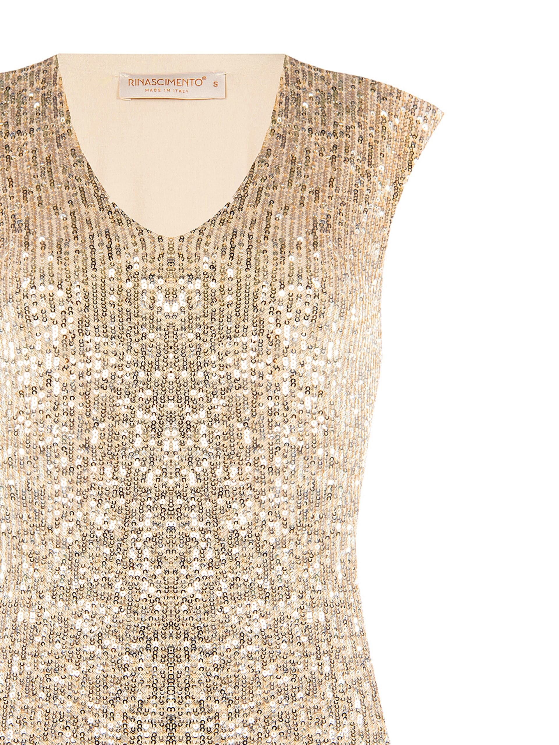 Top Sfiancato Ricoperto Di Paillettes Con Scollo A V E Spalline Rinascimento