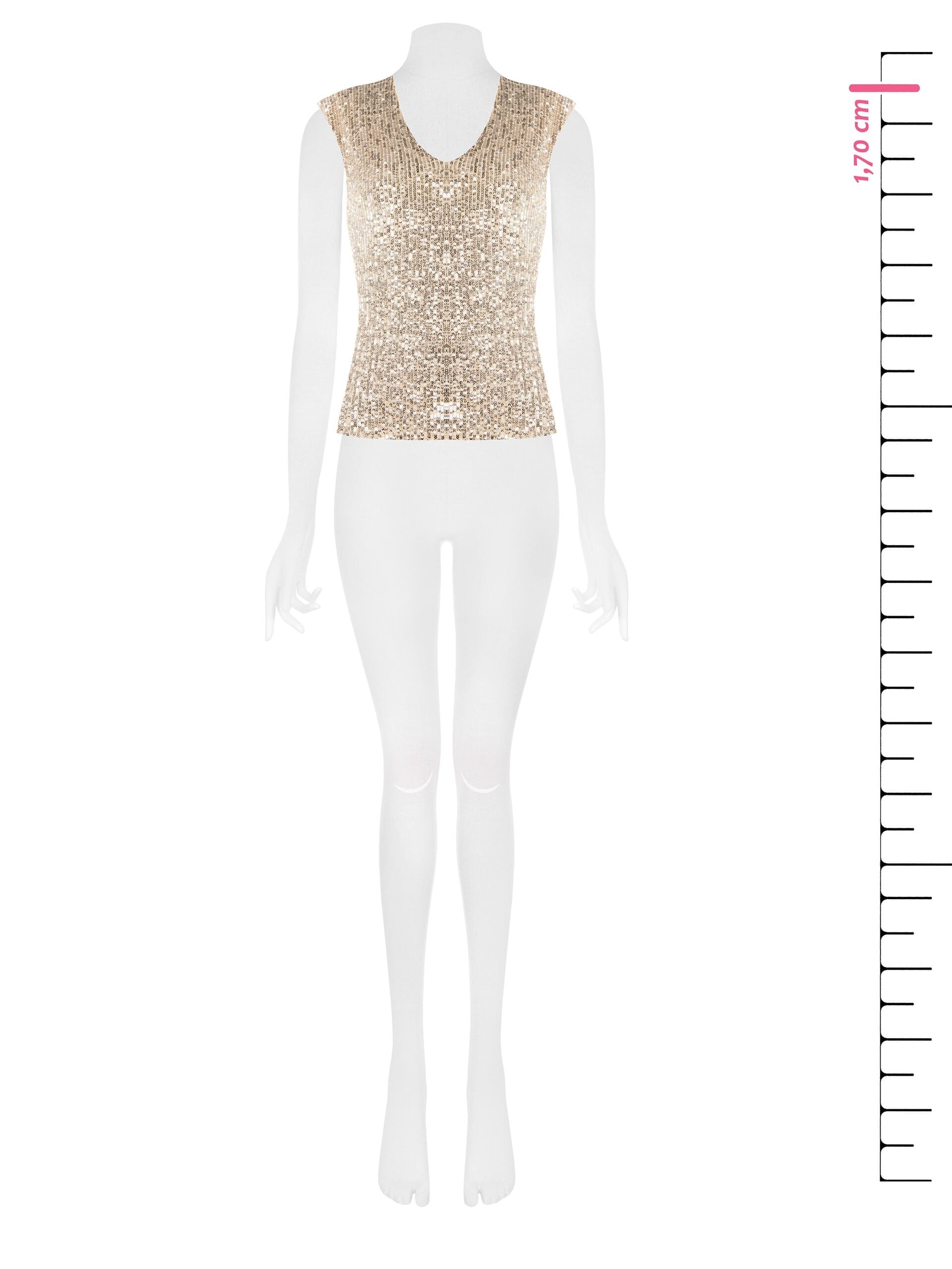 Top Sfiancato Ricoperto Di Paillettes Con Scollo A V E Spalline Rinascimento