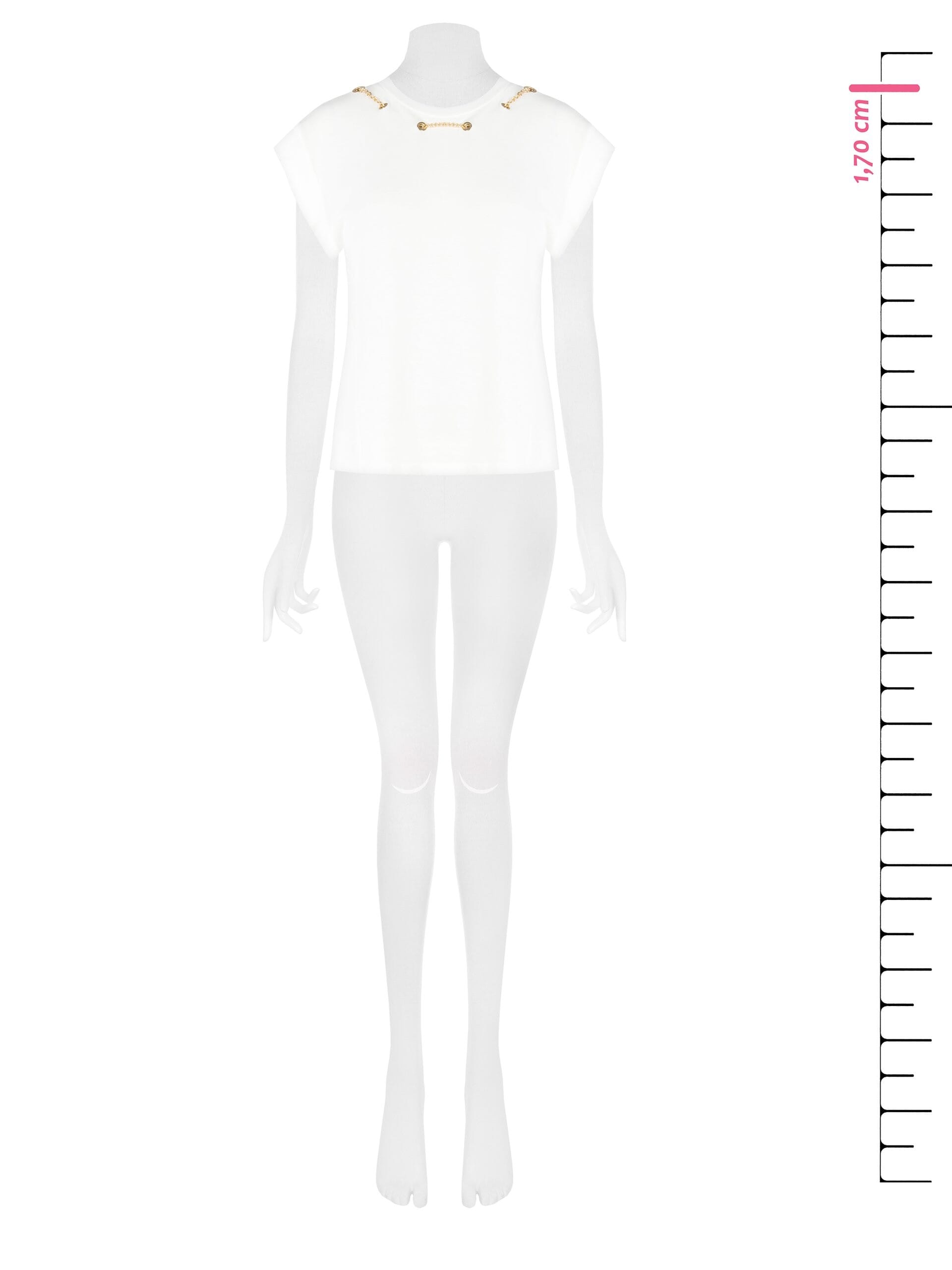 T-Shirt Regular In Cotone Con Occhielli E Catena Nel Girocollo Rinascimento