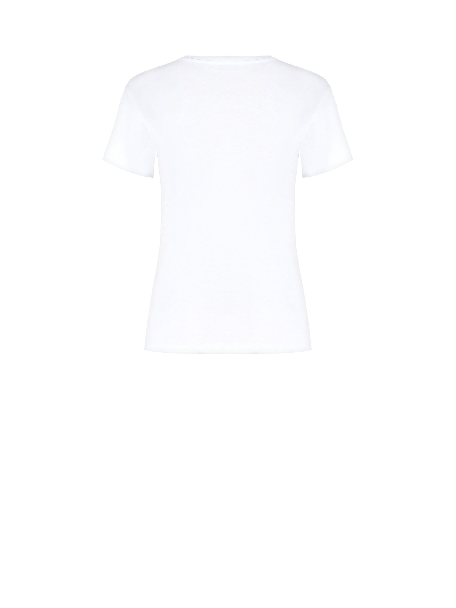 T-Shirt Regular In Cotone Con Stampa Fiore E Strass Rinascimento