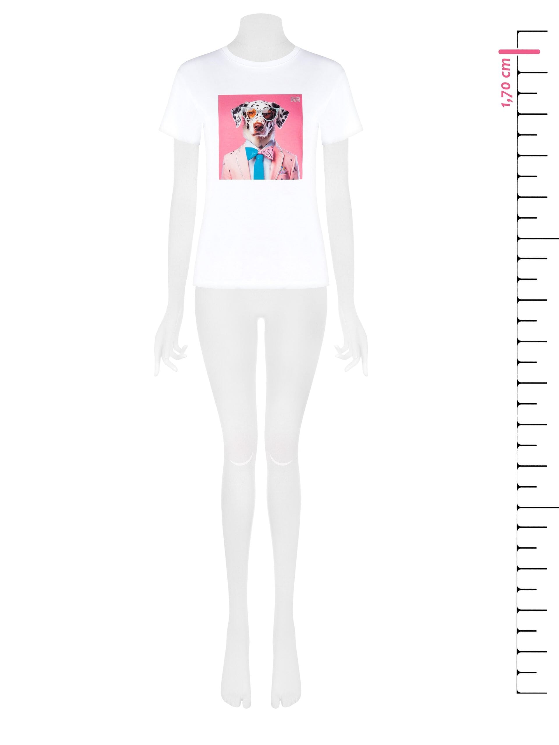 T-Shirt Regular In Cotone Con Stampa Dog E Strass Rinascimento