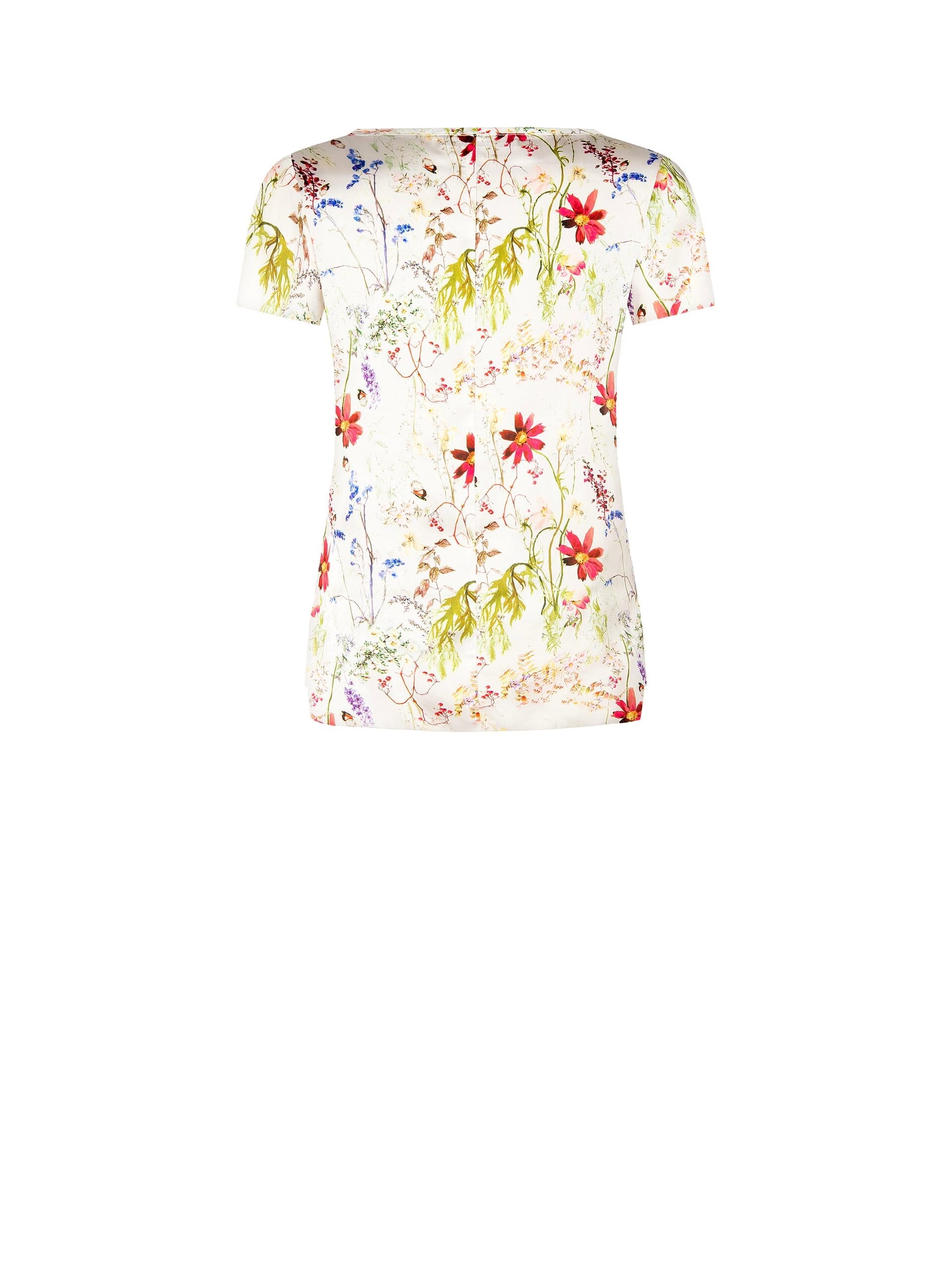 Botanical Print Satin Blouse With Small Side Slits Rinascimento
