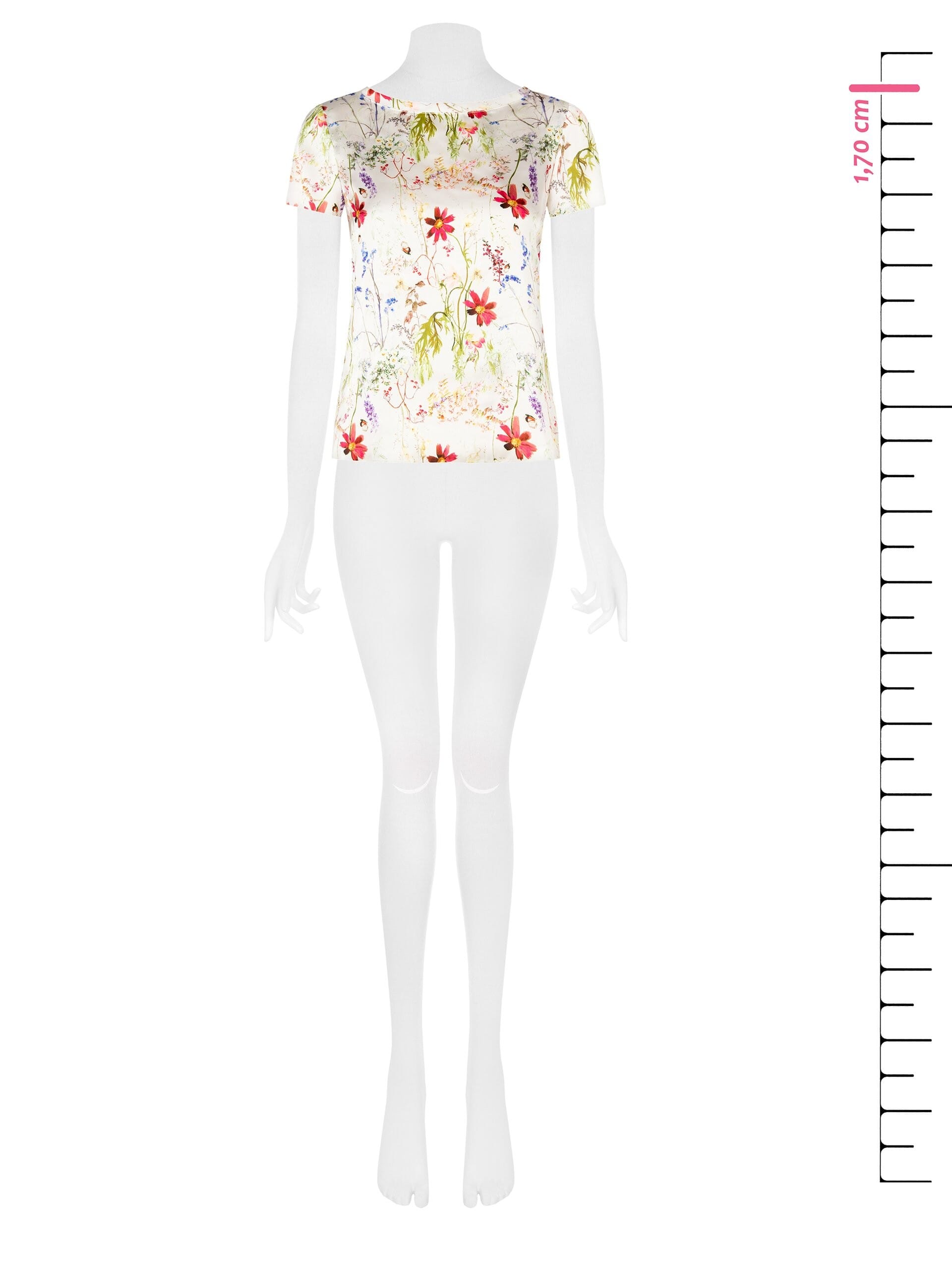 Botanical Print Satin Blouse With Small Side Slits Rinascimento