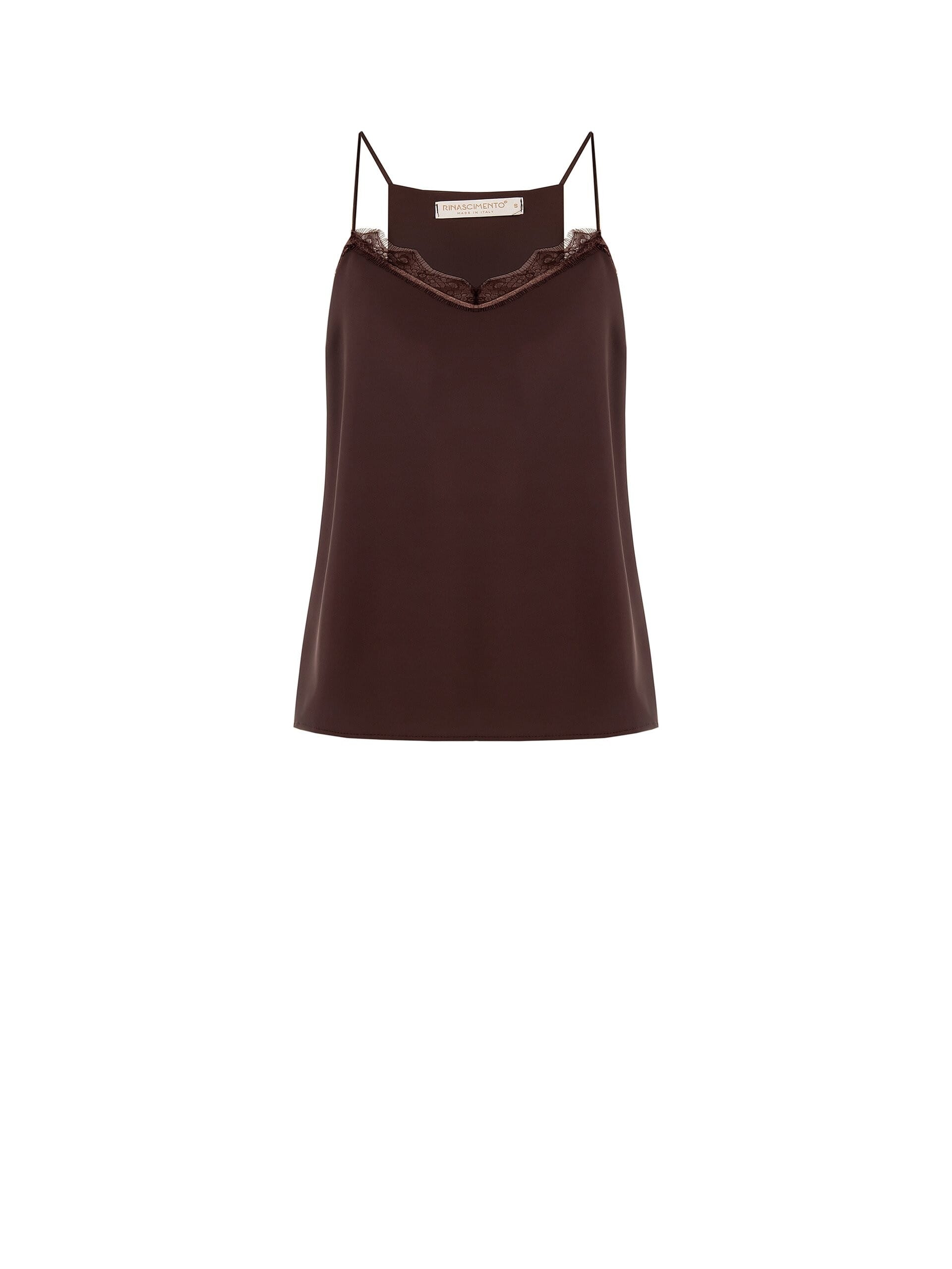 Top Sfiancato In Tessuto Fluido Con Pizzo Rinascimento