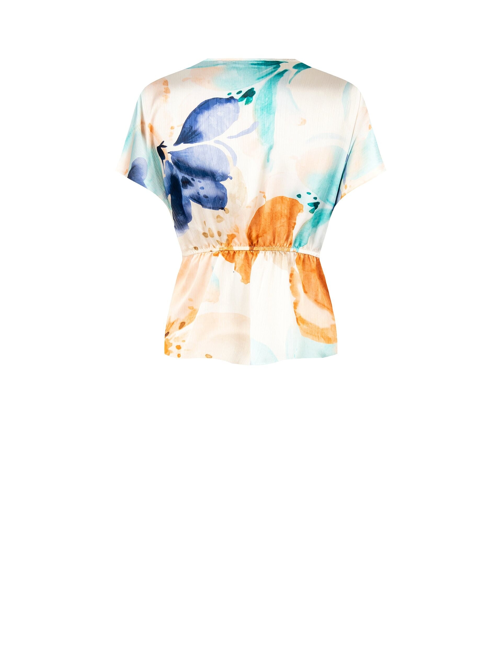 Blusa In Raso A Pieghe Mini Con Scollo A V Incrociato Rinascimento