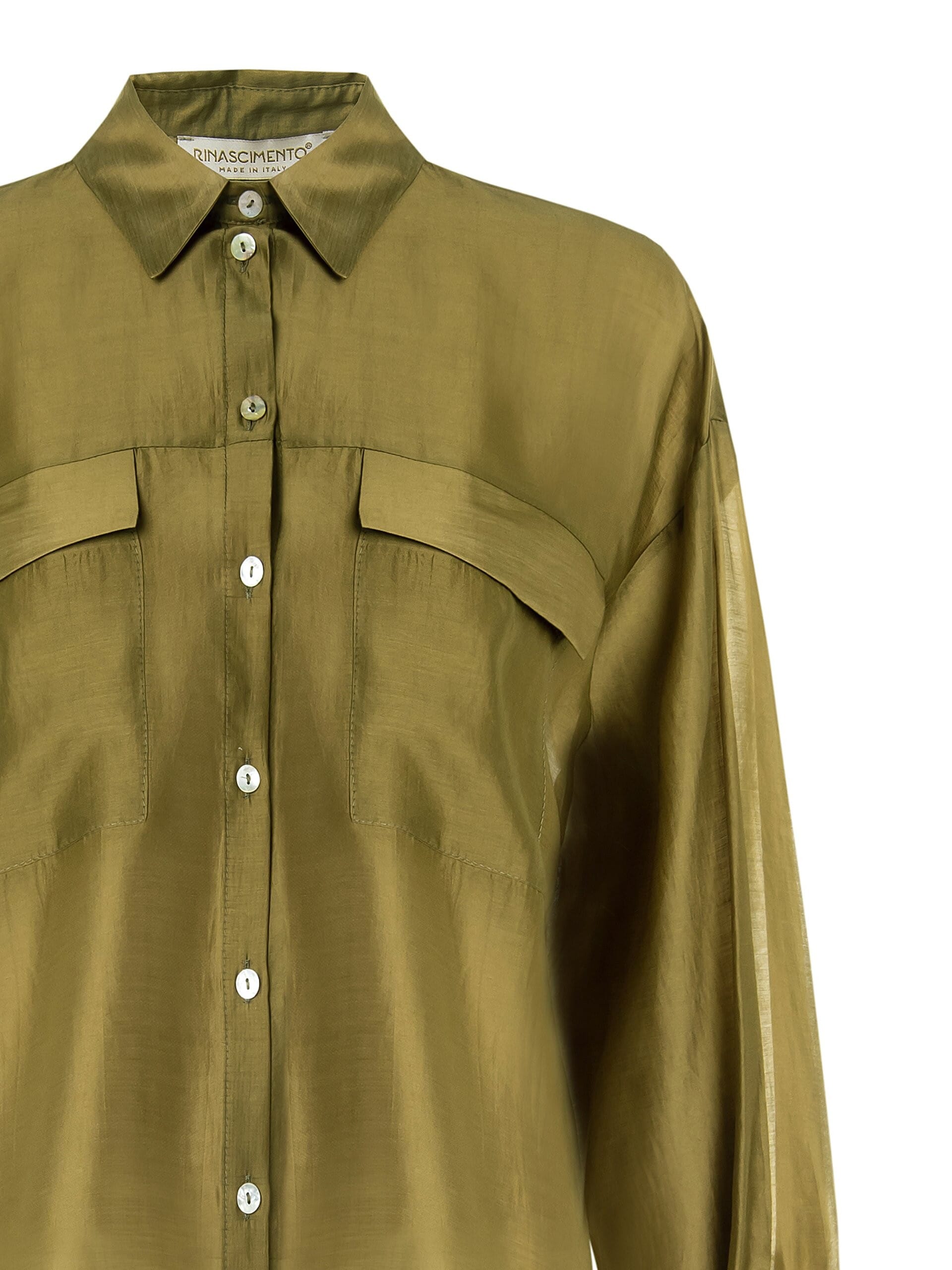 Semitransparent Large Shirt With Pockets Rinascimento