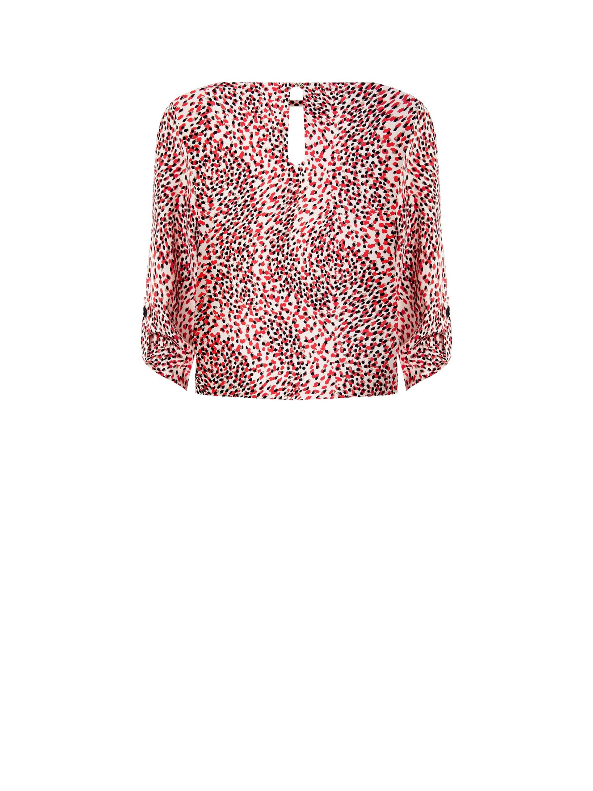 Printed Fluid Fabric Blouse With Small V-Neck And 3/4 Length Sleeves Rinascimento