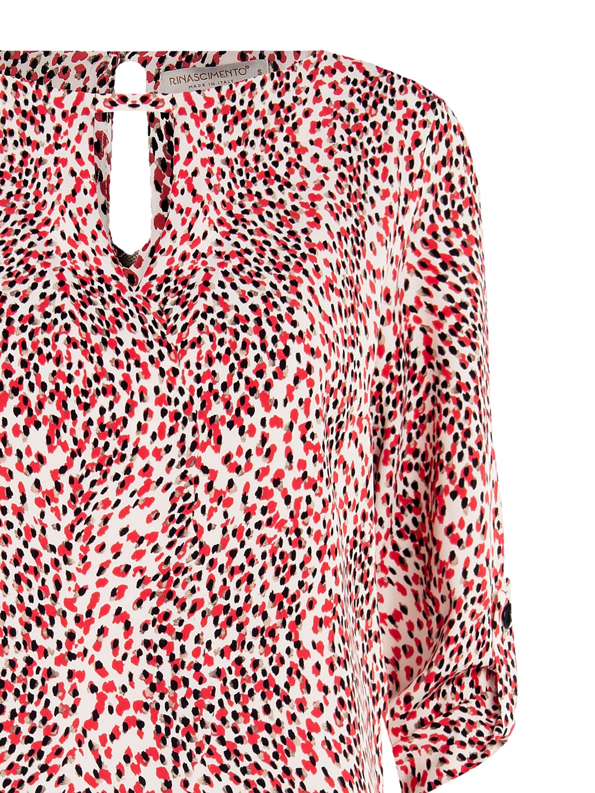 Printed Fluid Fabric Blouse With Small V-Neck And 3/4 Length Sleeves Rinascimento