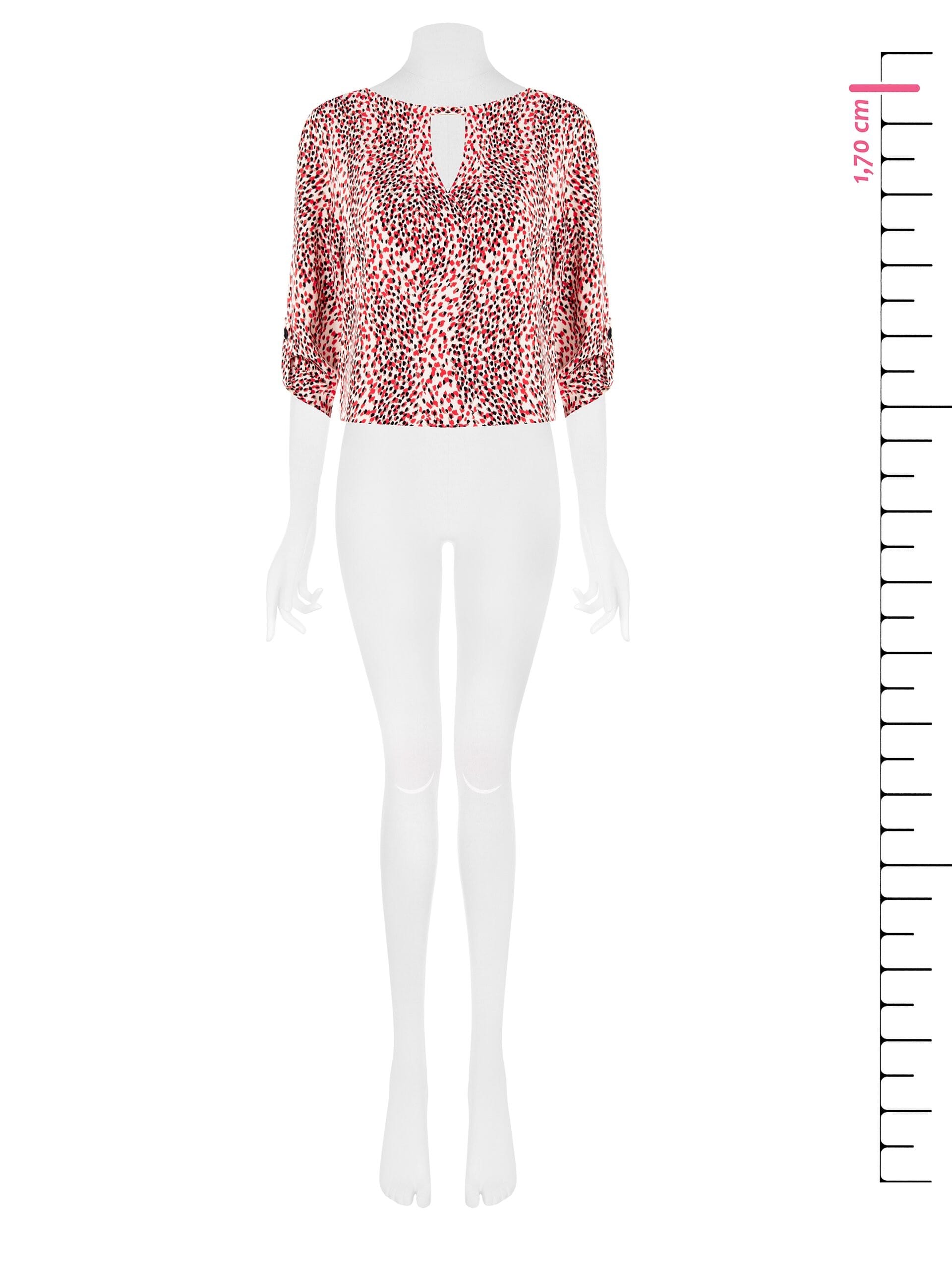 Printed Fluid Fabric Blouse With Small V-Neck And 3/4 Length Sleeves Rinascimento