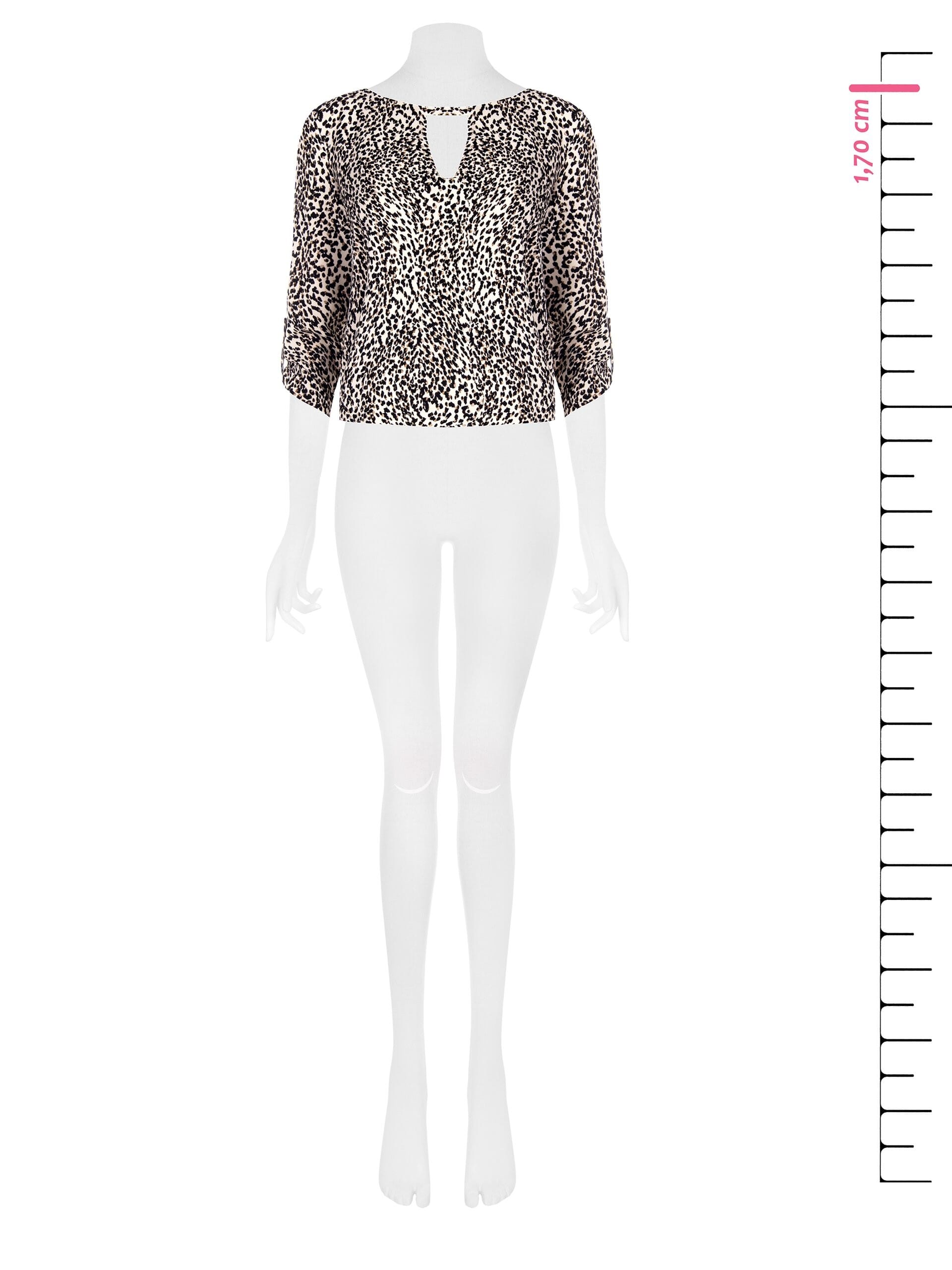 Printed Fluid Fabric Blouse With Small V-Neck And 3/4 Length Sleeves Rinascimento