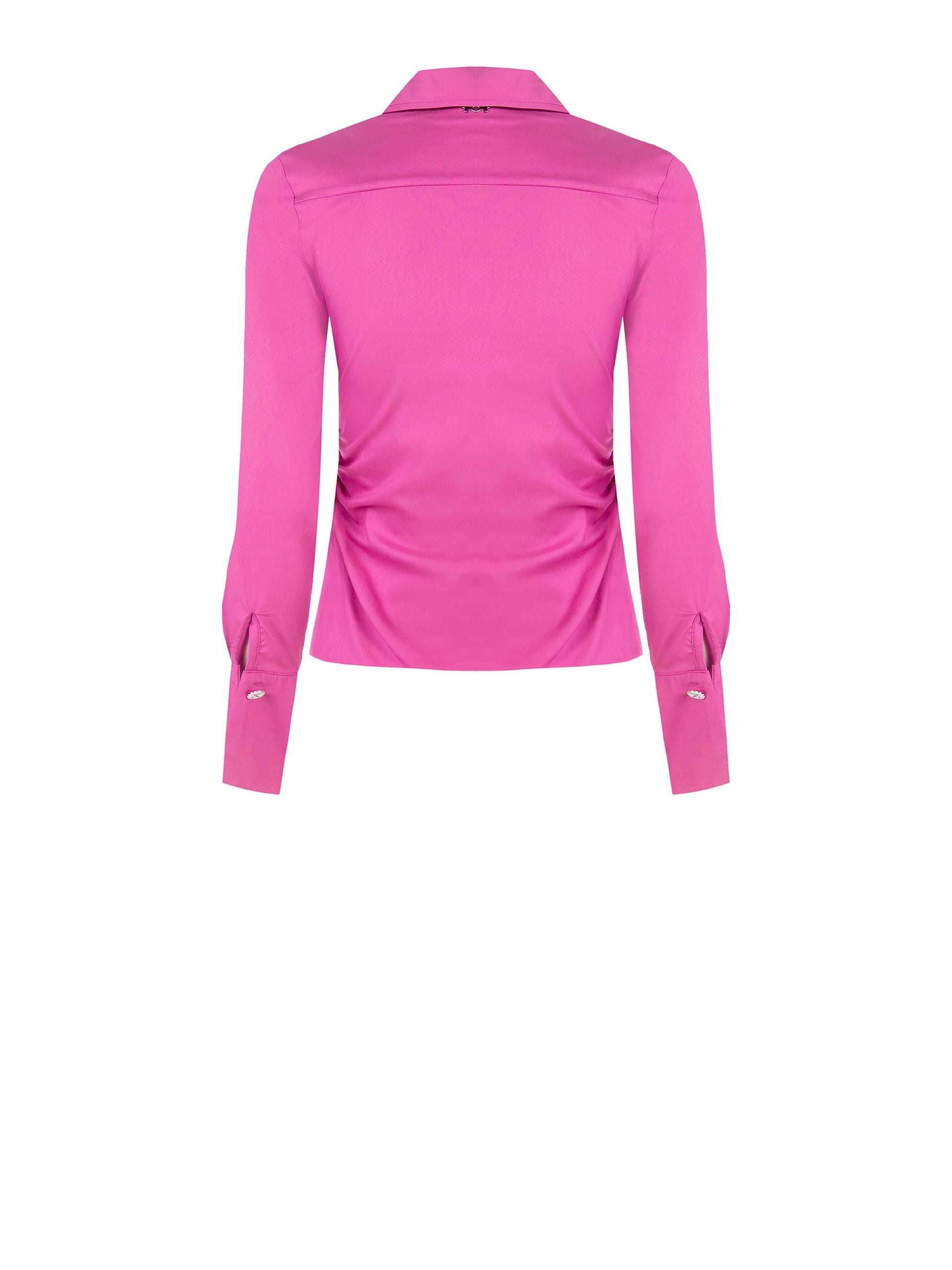 Camicia Arricciata Sui Fianchi In Misto Cotone Con Occhielli Argento Sul Colletto Rinascimento