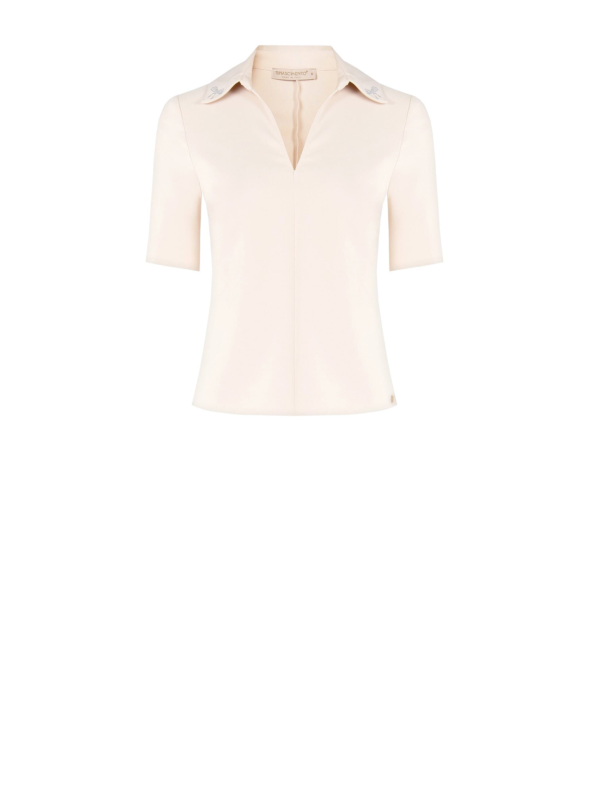 Polo Sfiancata In Tessuto Bi-Stretch Con Fiocchi In Strass Sul Colletto Rinascimento