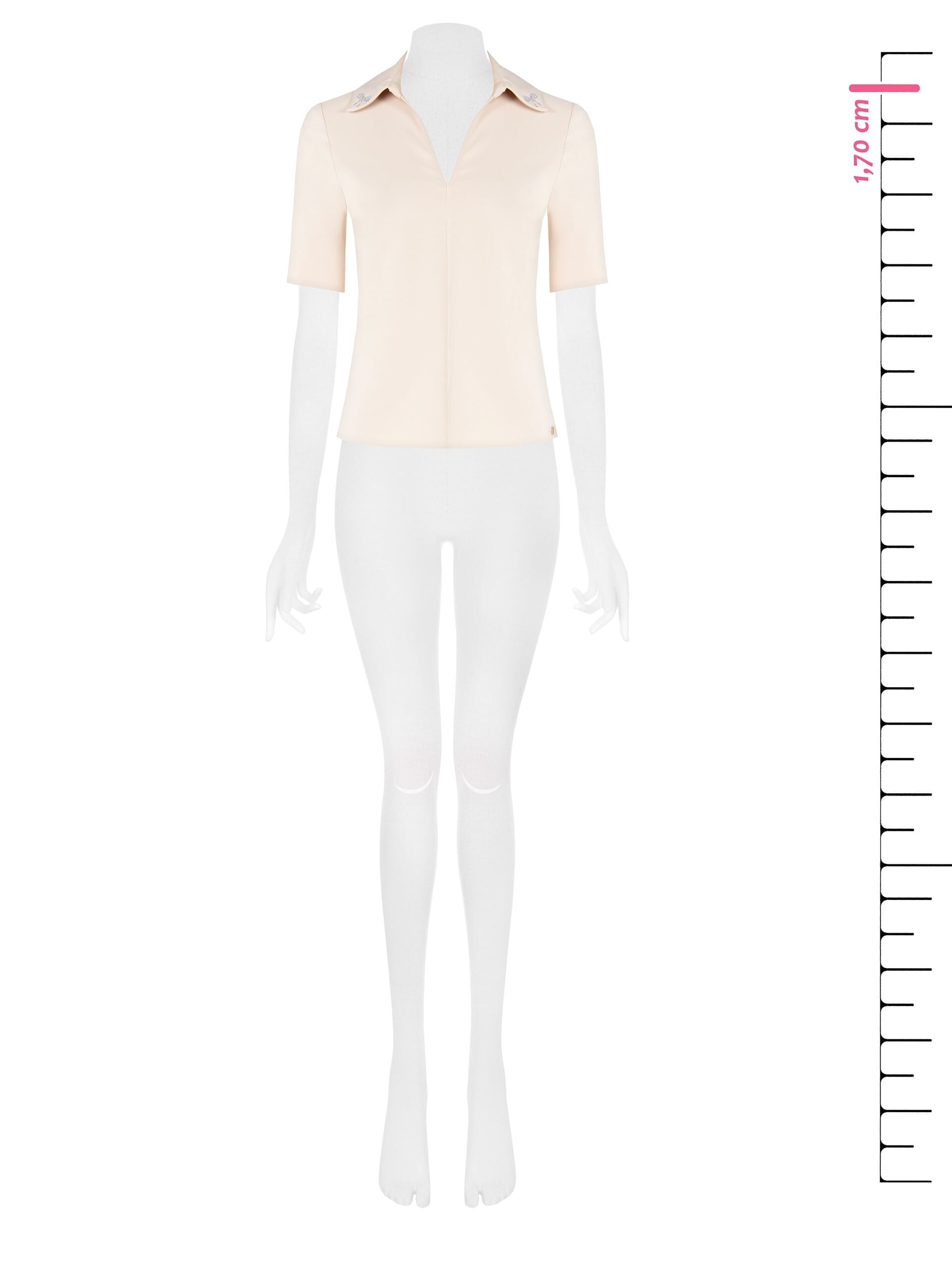 Polo Sfiancata In Tessuto Bi-Stretch Con Fiocchi In Strass Sul Colletto Rinascimento