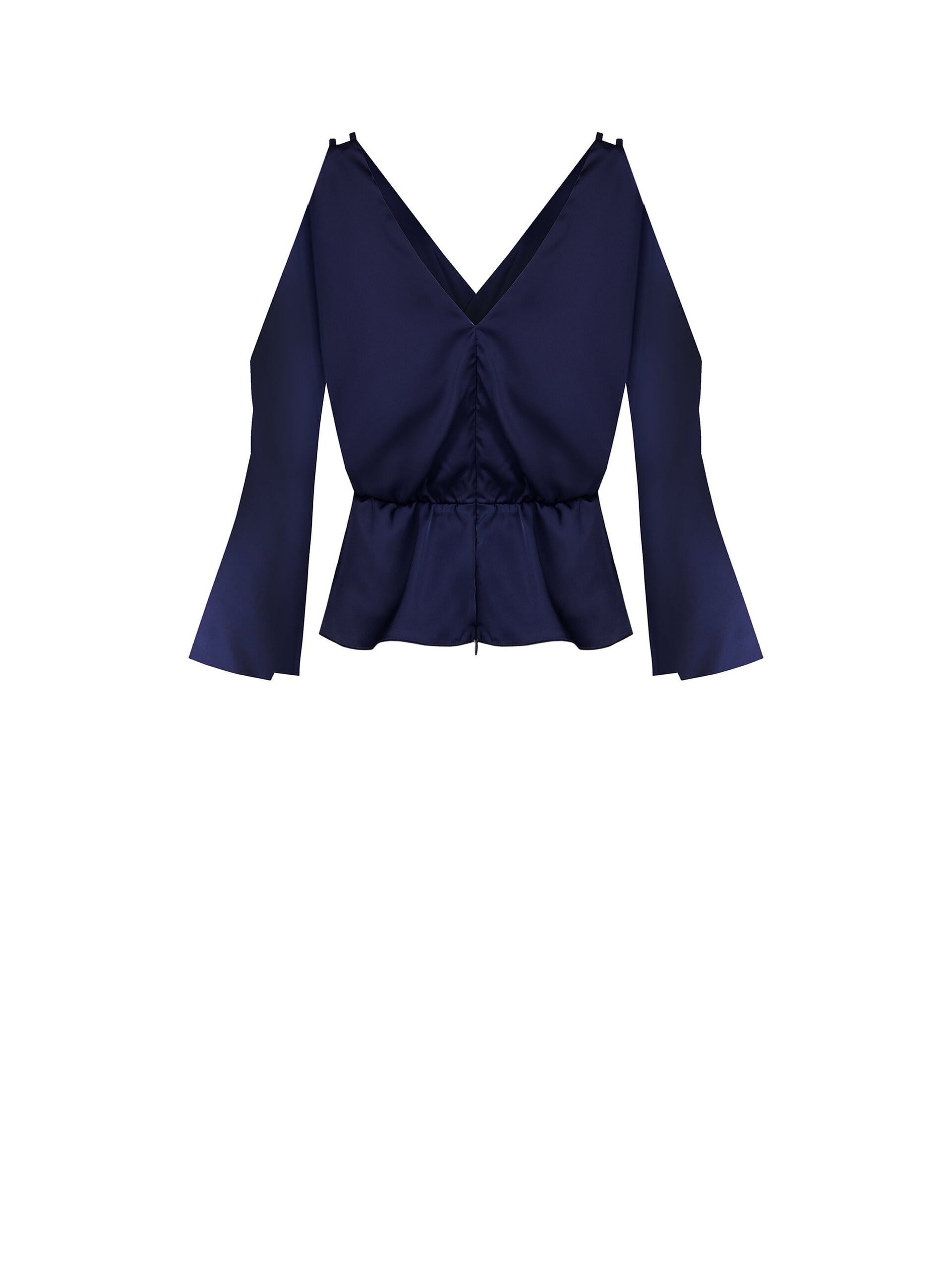 Top court en satin avec encolure croisée et découpe sur la manche Rinascimento