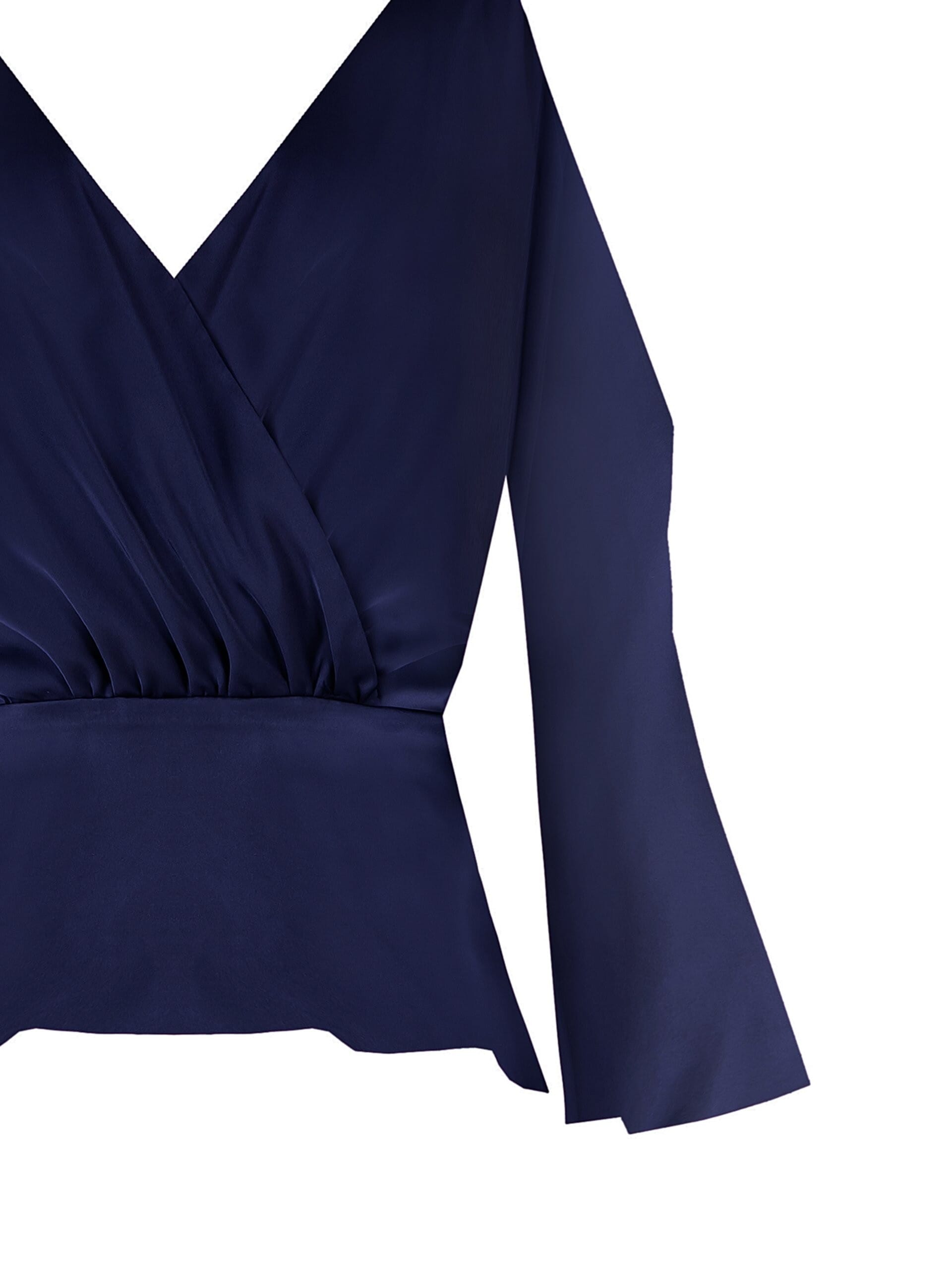 Top court en satin avec encolure croisée et découpe sur la manche Rinascimento