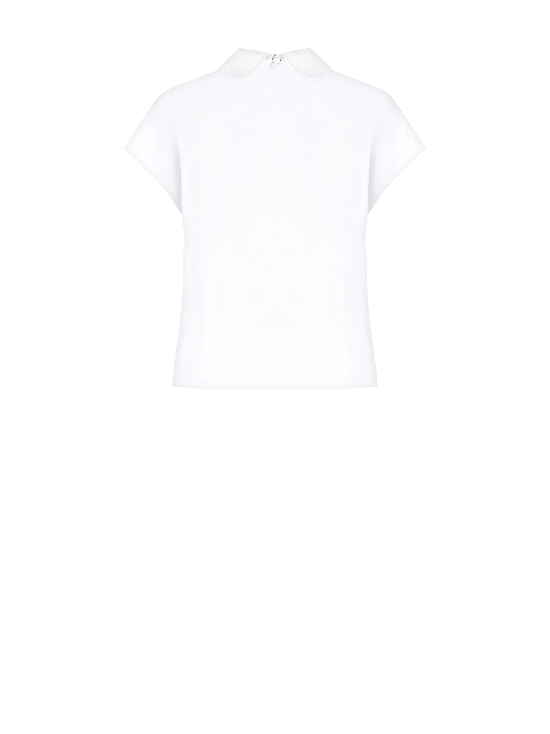 Camicia Over Corta In Cotone Con Scollo A V E Cristalli Cabochon Sul Colletto Rimovibile Rinascimento