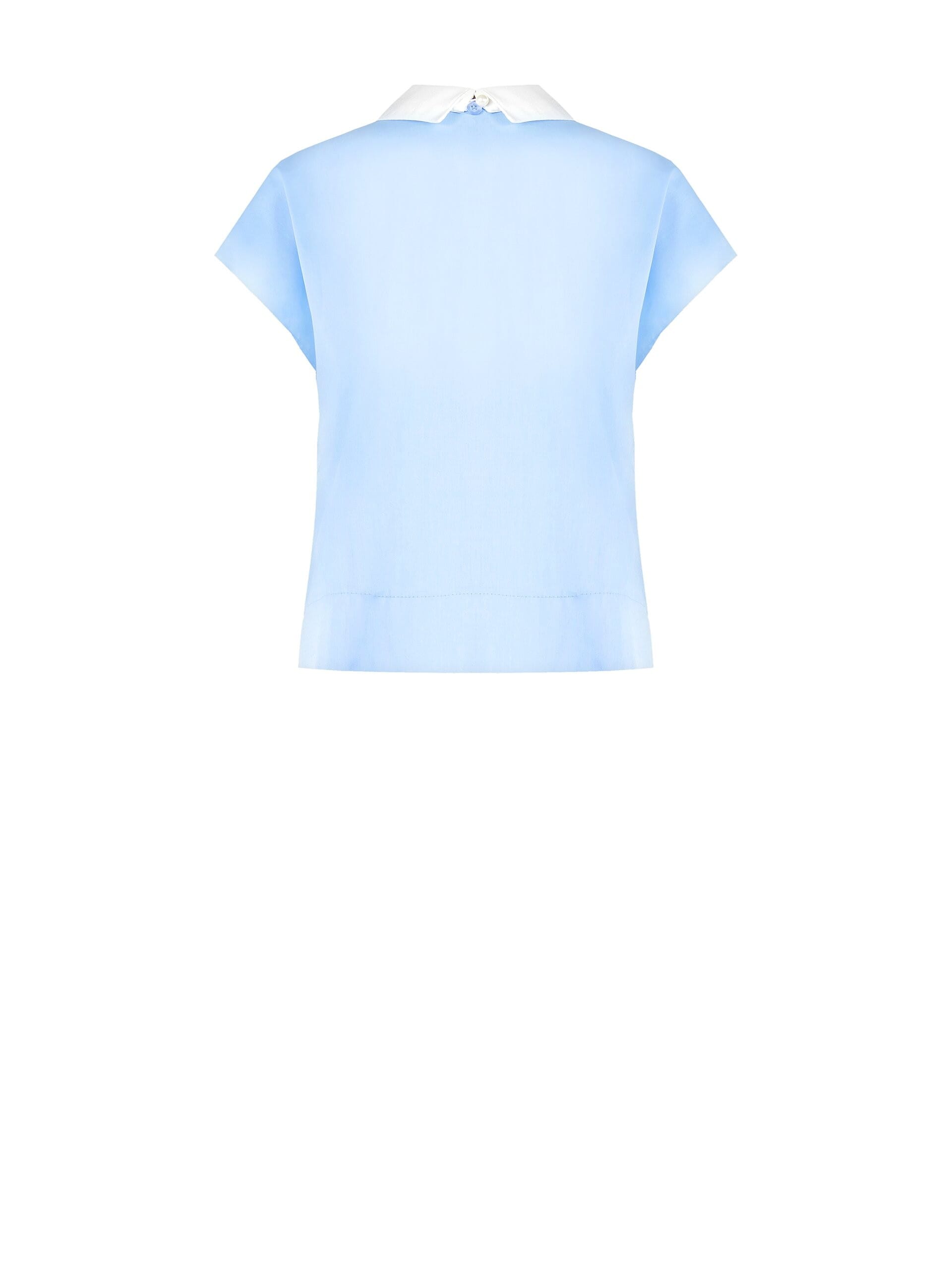 Camicia Over Corta In Cotone Con Scollo A V E Cristalli Cabochon Sul Colletto Rimovibile Rinascimento