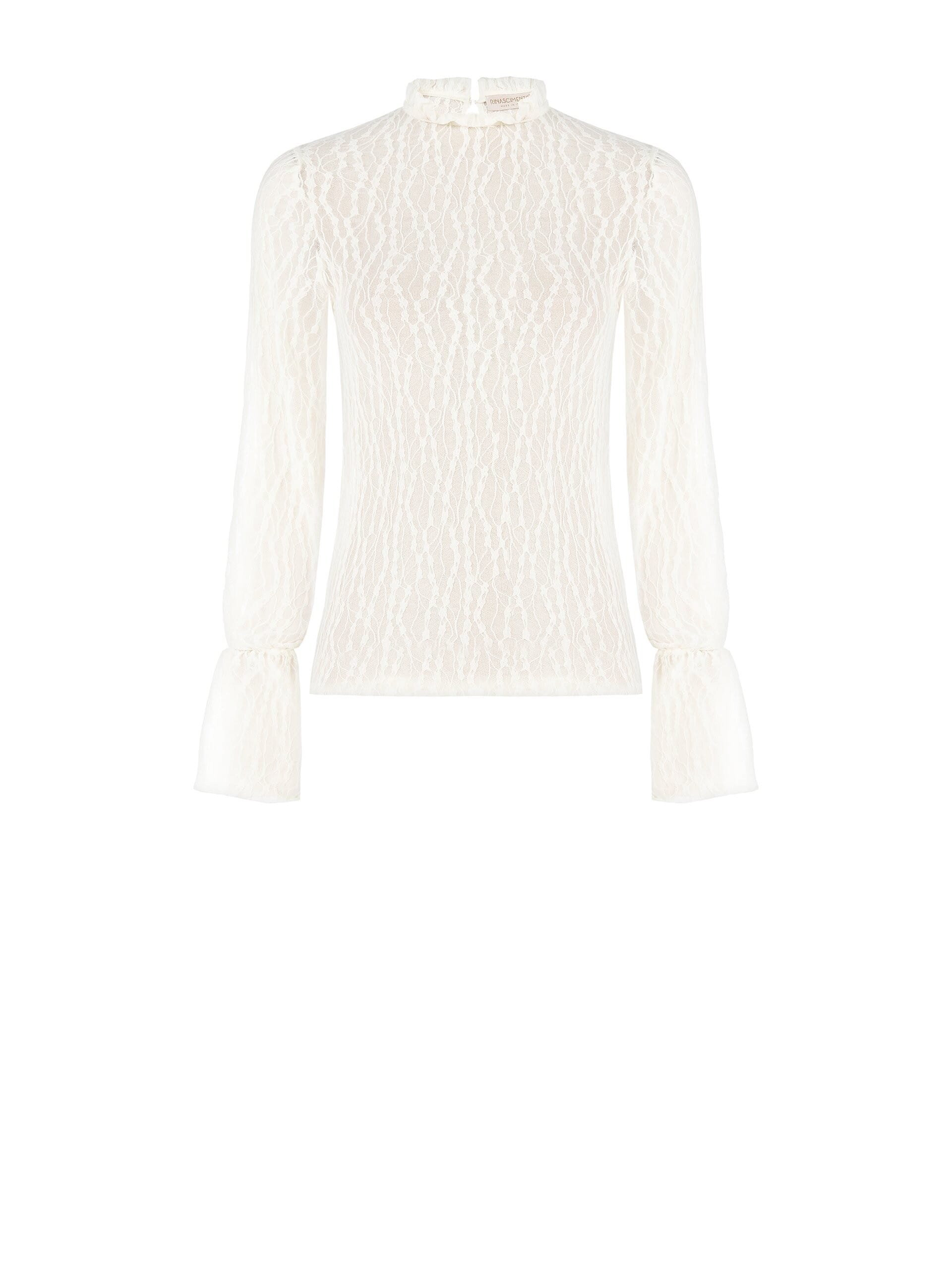 Blusa In Rete Ricamata Semitrasparente Rinascimento