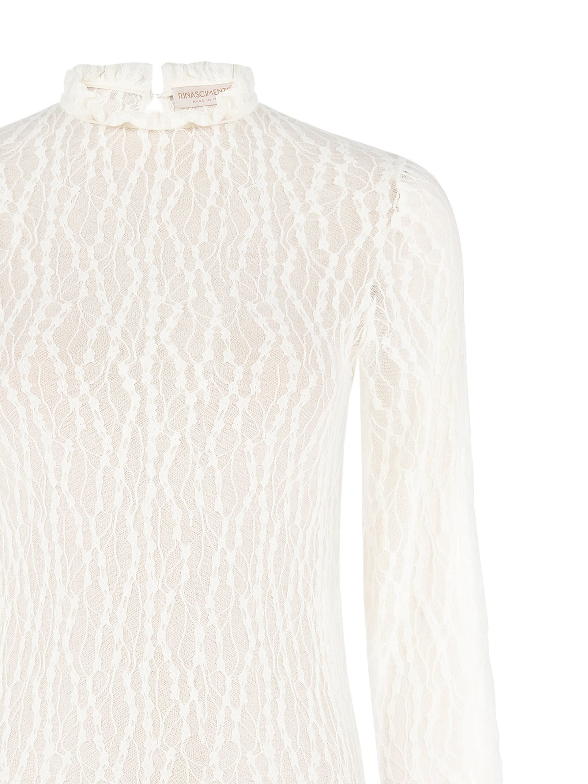 Blusa In Rete Ricamata Semitrasparente Rinascimento