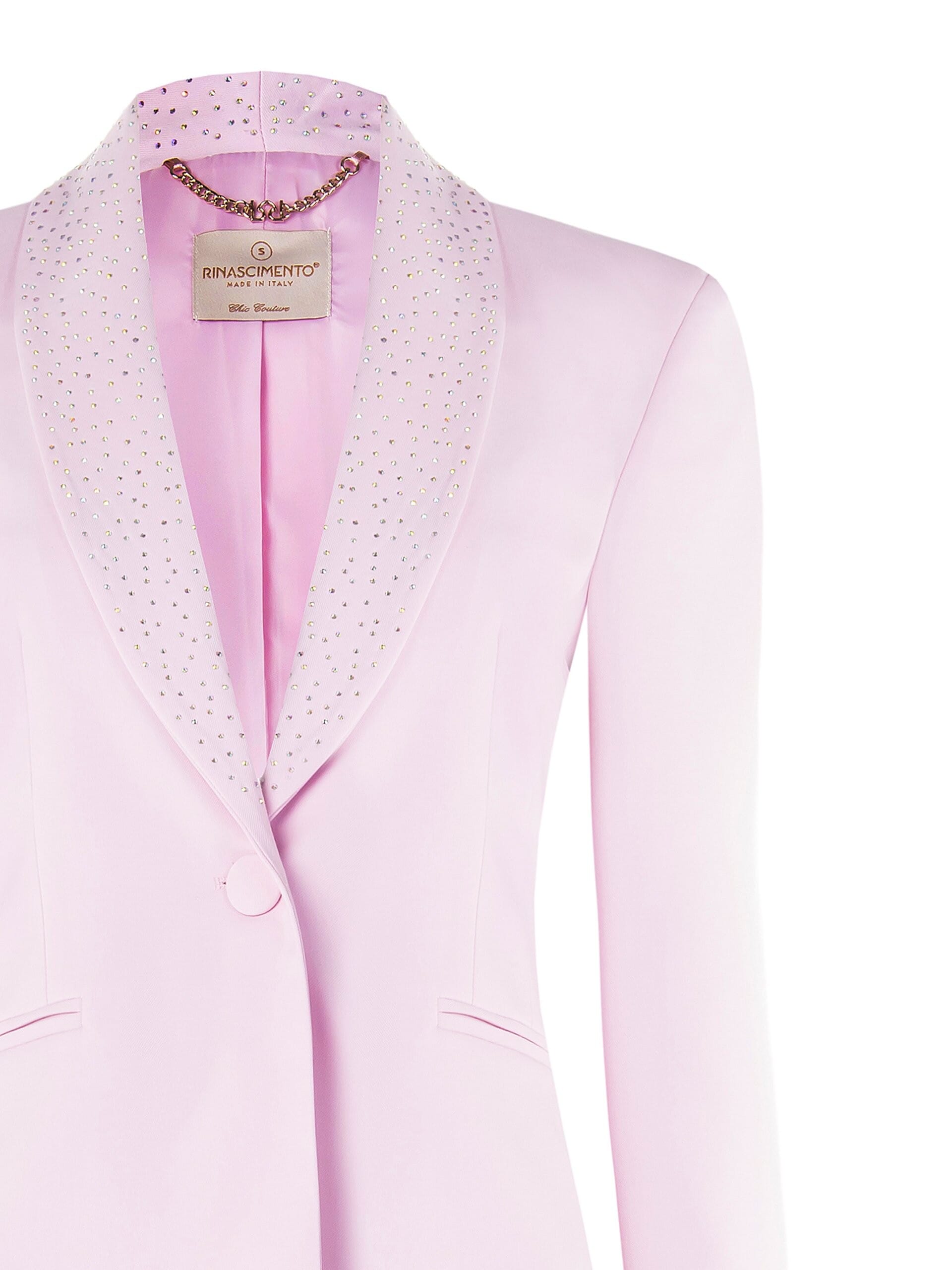 Giacca Blazer Sfiancata In Tessuto Poliviscosa Con Strass Su Revers Rinascimento