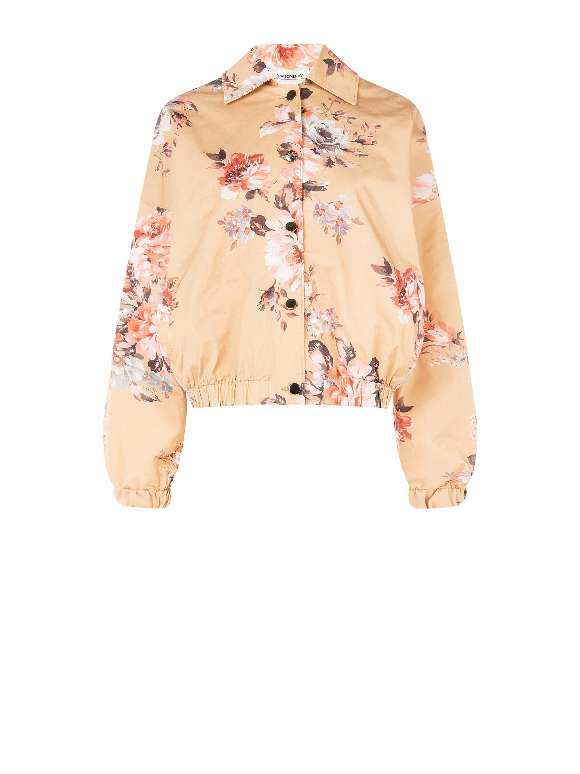 Giacca Bomber Stampa A Fiori In Cotone Rinascimento