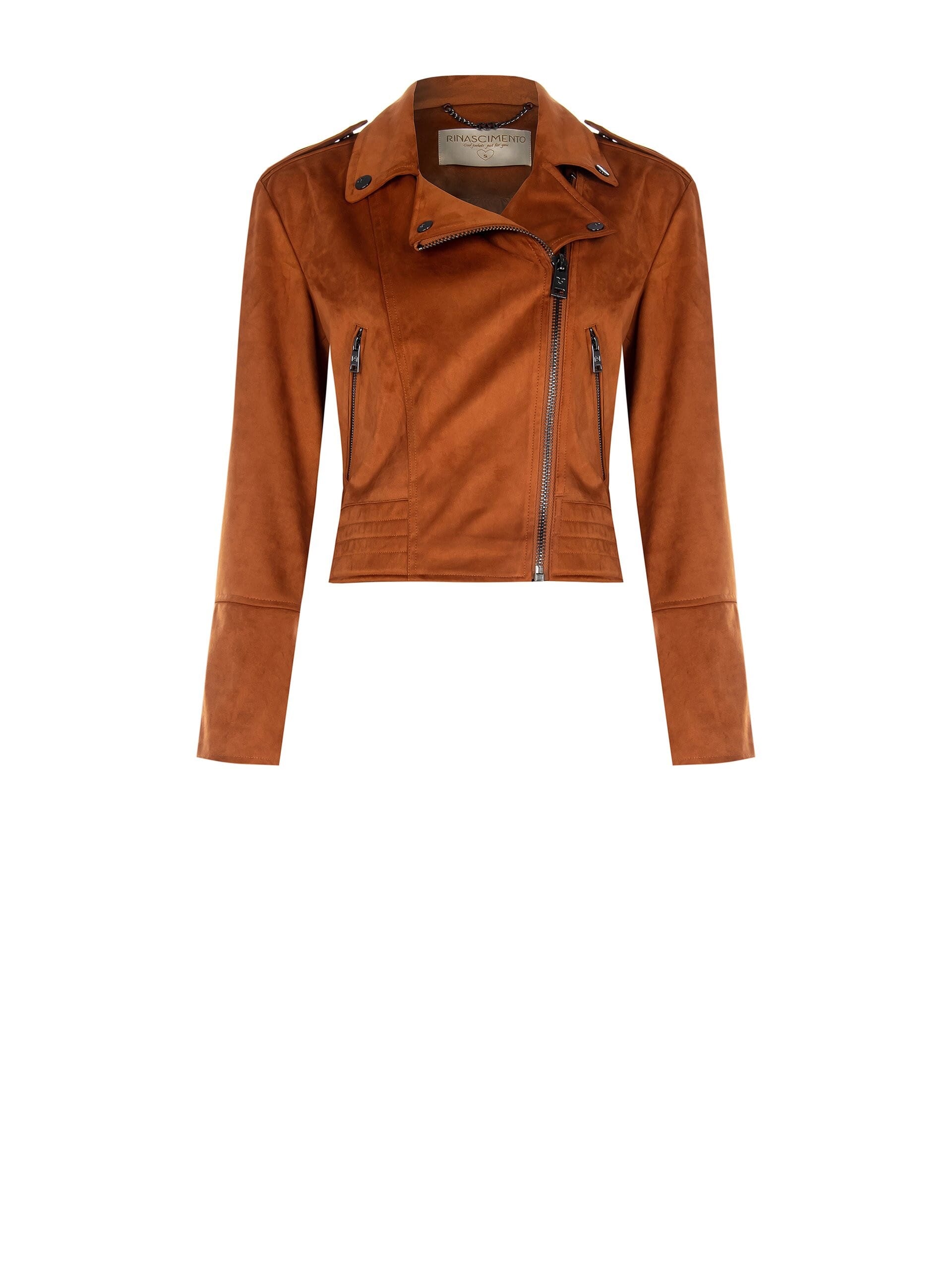 Giubbotto Chiodo Corto In Simil Camoscio Rinascimento