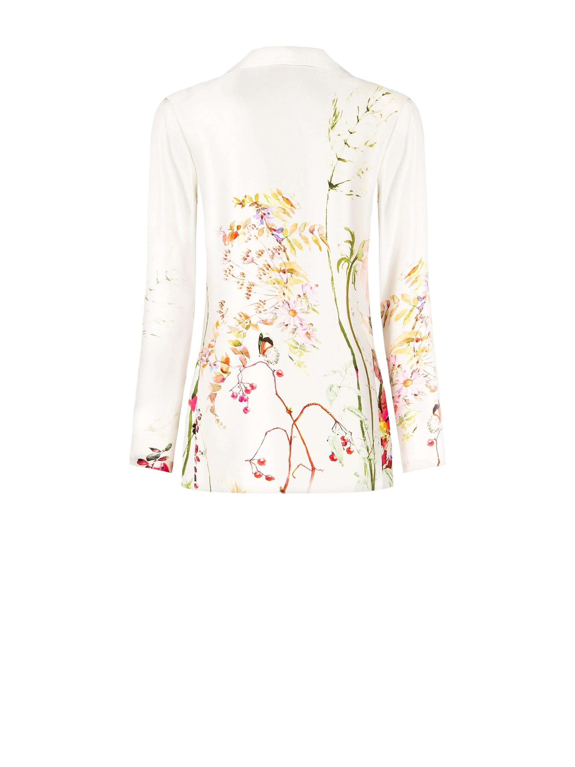 Giacca Blazer In Raso Fluido Stampa Botanical Rinascimento