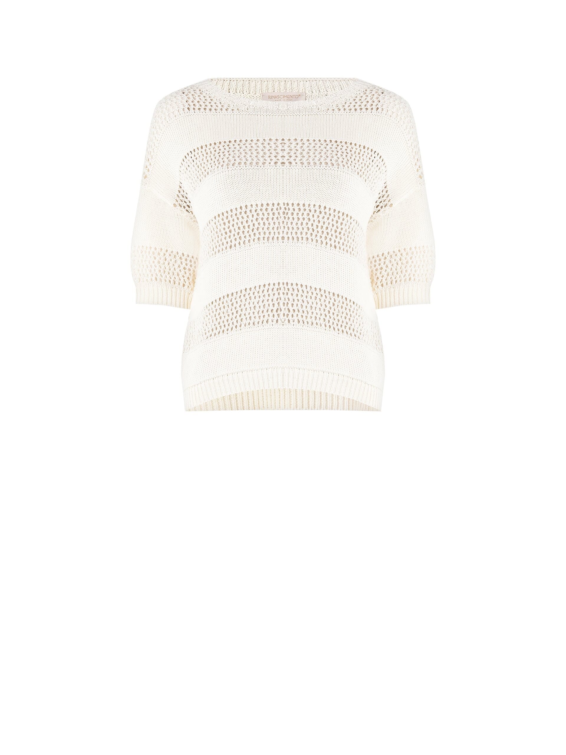 Maglia Traforata In Cotone Con Micro Paillettes Rinascimento