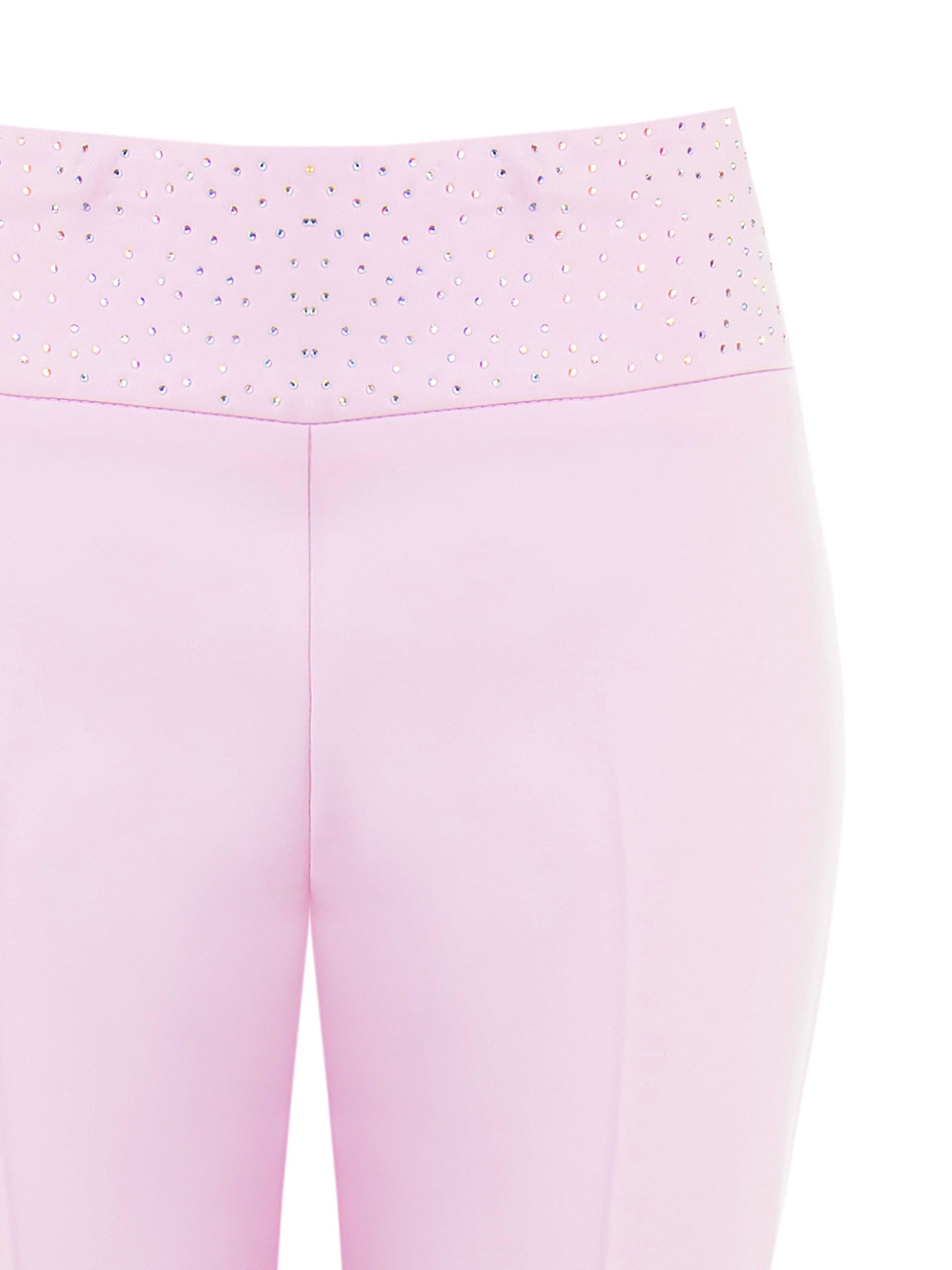 Pantaloni Dritti In Tessuto Poliviscosa Con Strass E Zip Laterale Rinascimento