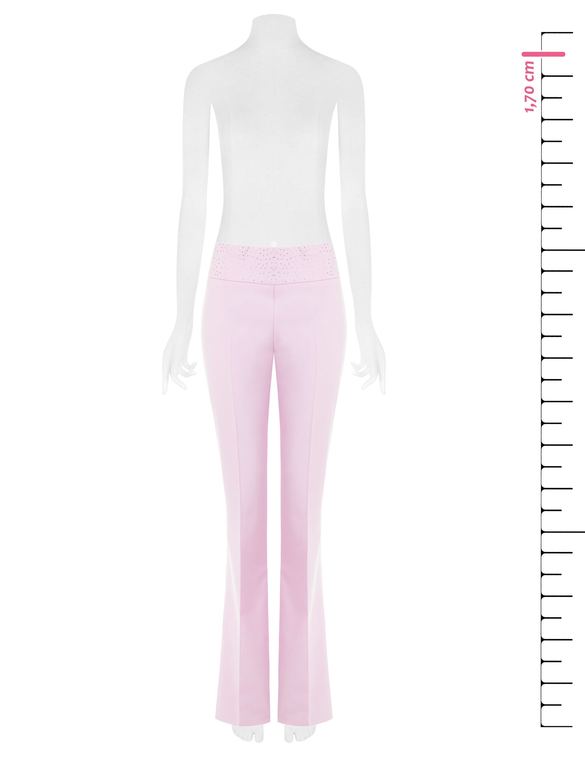 Pantaloni Dritti In Tessuto Poliviscosa Con Strass E Zip Laterale Rinascimento