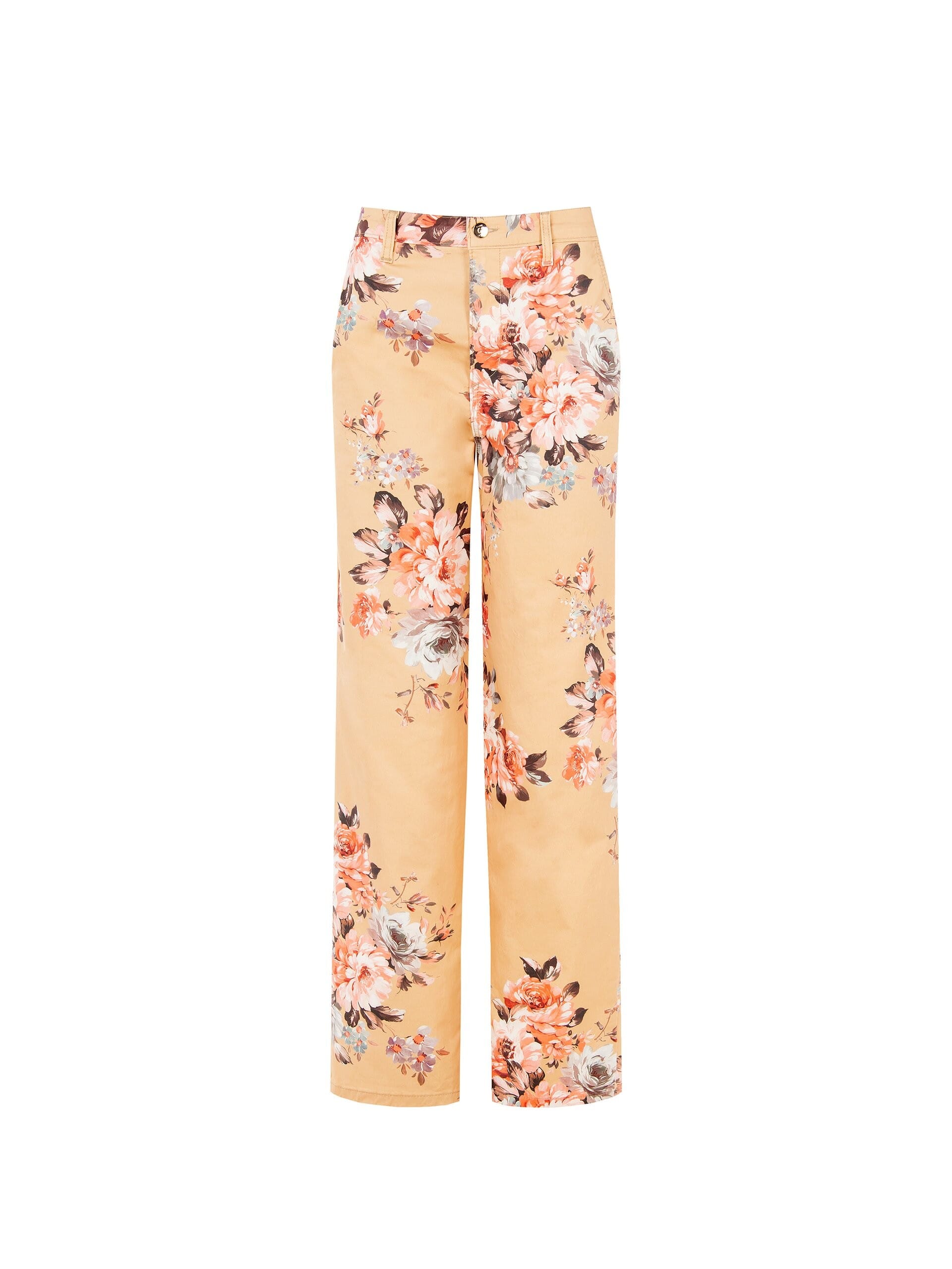 Pantaloni Dritti Stampa A Fiori In Cotone Rinascimento