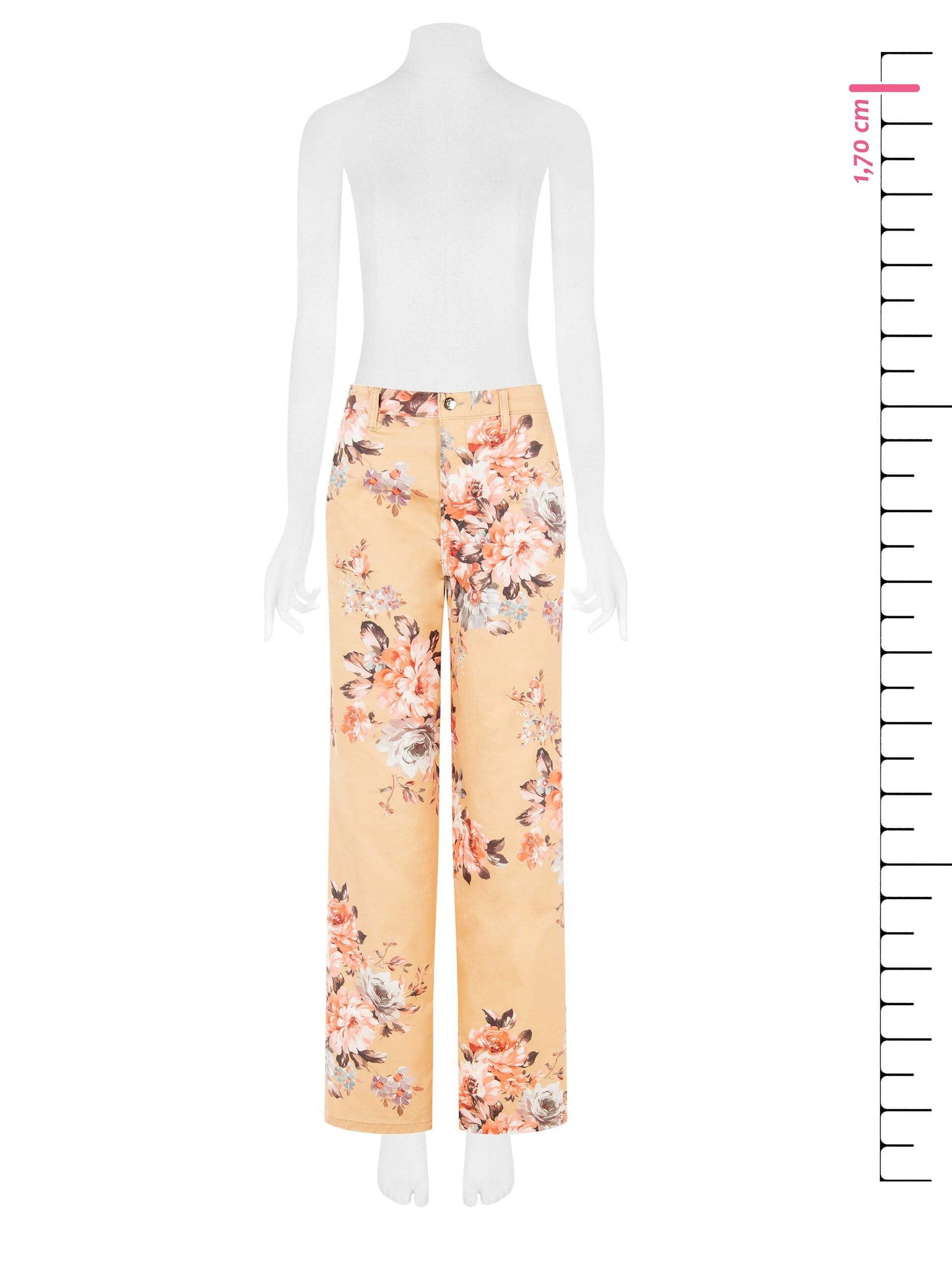 Pantaloni Dritti Stampa A Fiori In Cotone Rinascimento