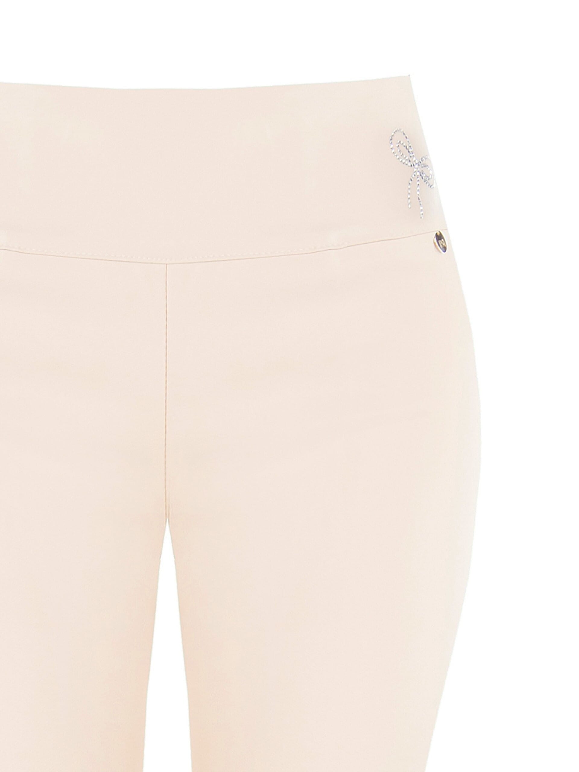 Pantalon skinny évasé en tissu technique avec nœud en strass à la taille Rinascimento