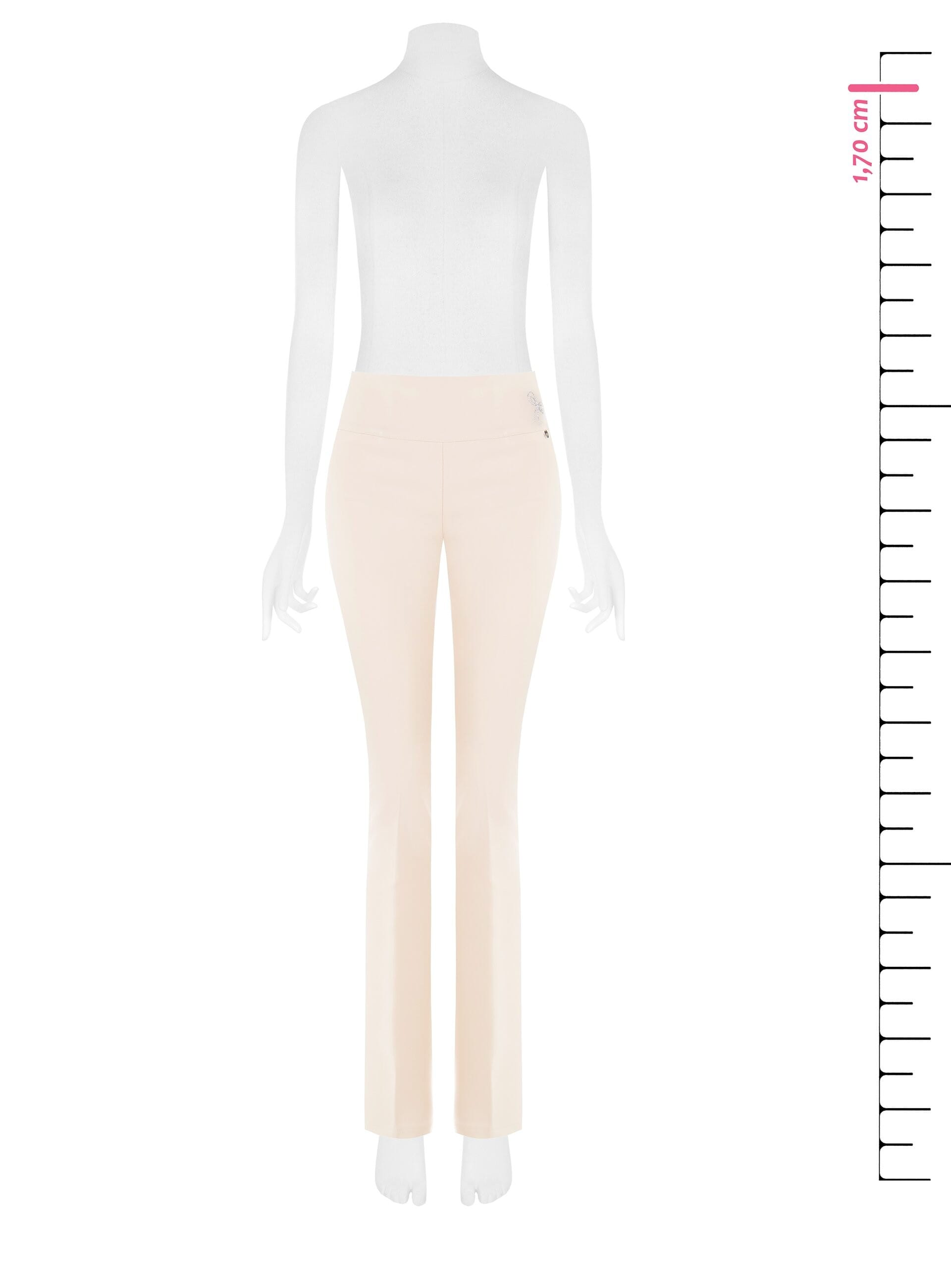 Pantalon skinny évasé en tissu technique avec nœud en strass à la taille Rinascimento