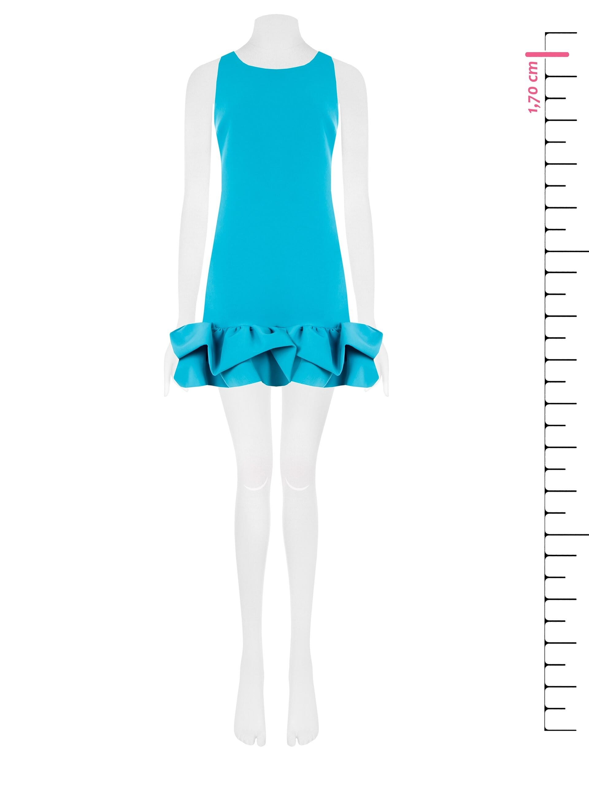 Abito Corto A Trapezio In Tessuto Tecnico Con Maxi Ruches Rinascimento