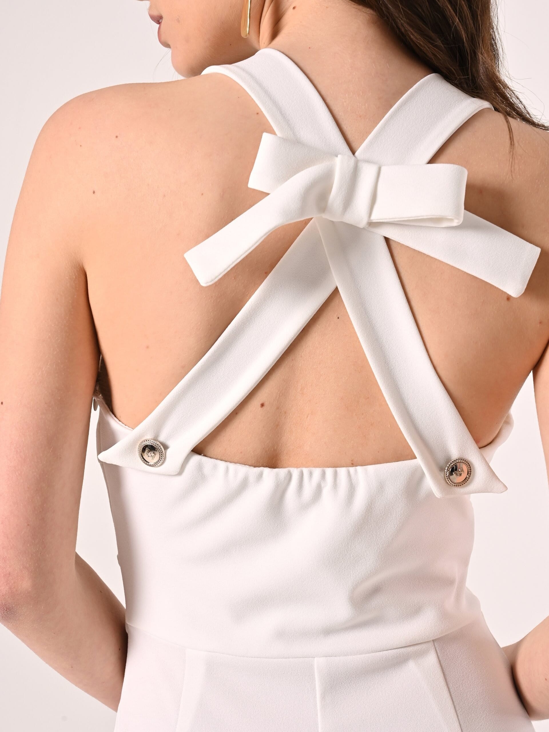 Tuta Intera Dritta In Scuba Crepe Con Fiocco Dietro Rinascimento