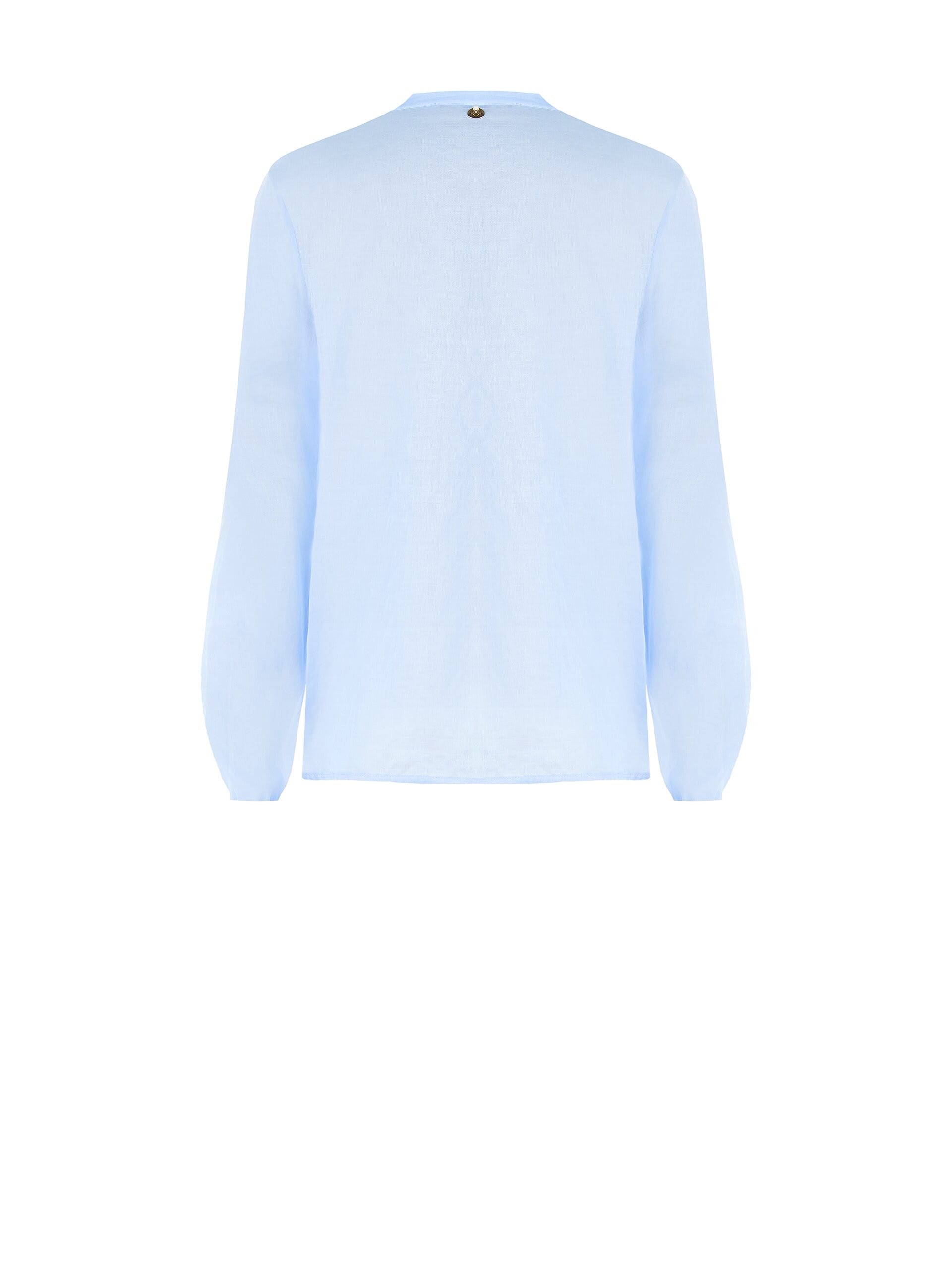 Camicia Ampia In Cotone Semitrasparente Con Spilla Fiore E Bottoni In Madreperla Rinascimento