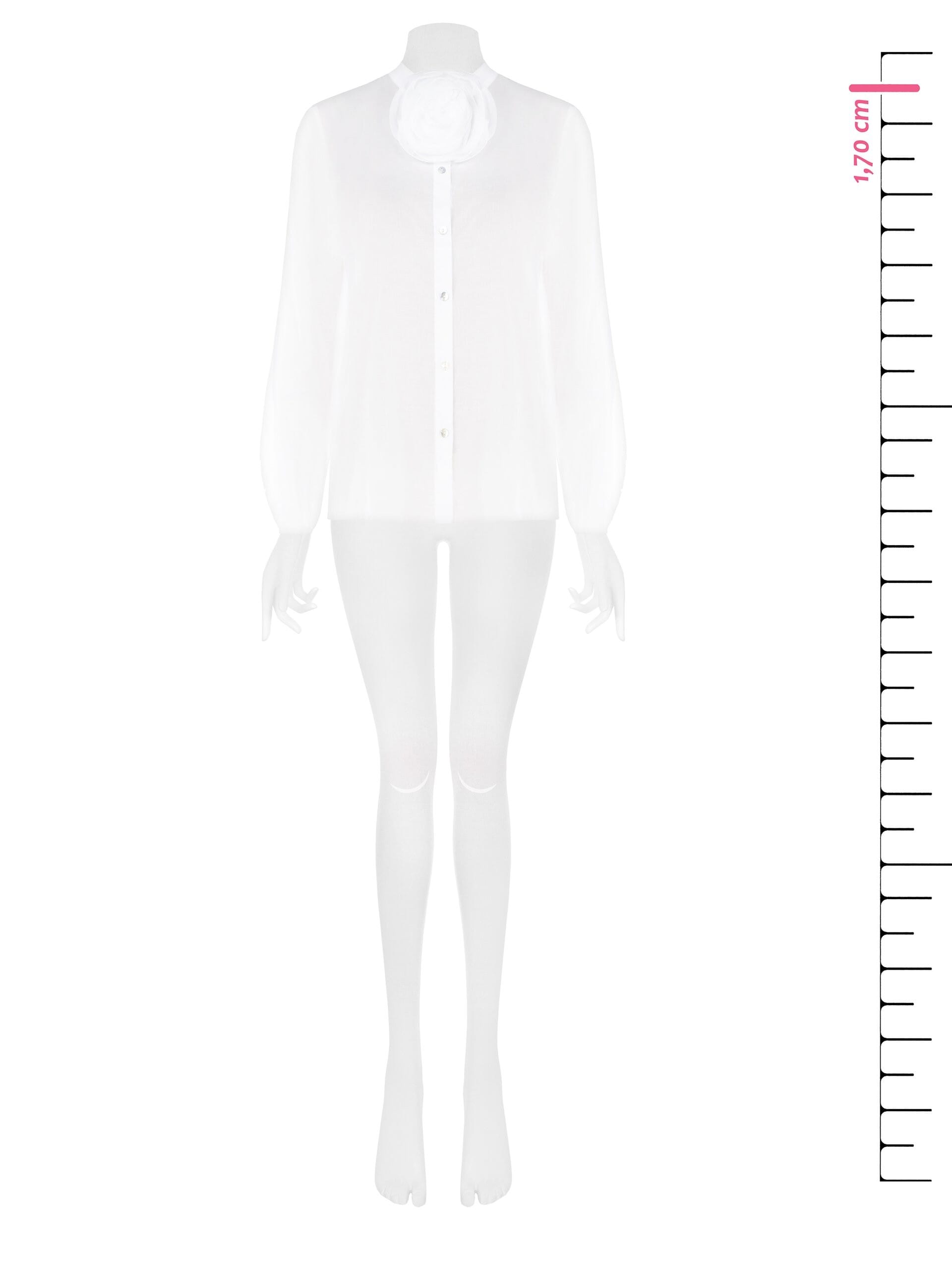 Camicia Ampia In Cotone Semitrasparente Con Spilla Fiore E Bottoni In Madreperla Rinascimento