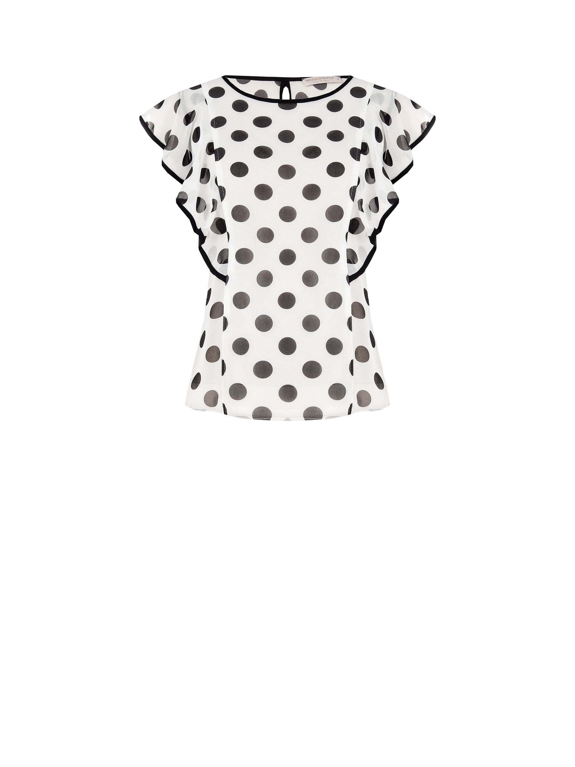 Blusa Fluida In Georgette A Pois Con Volant Rinascimento