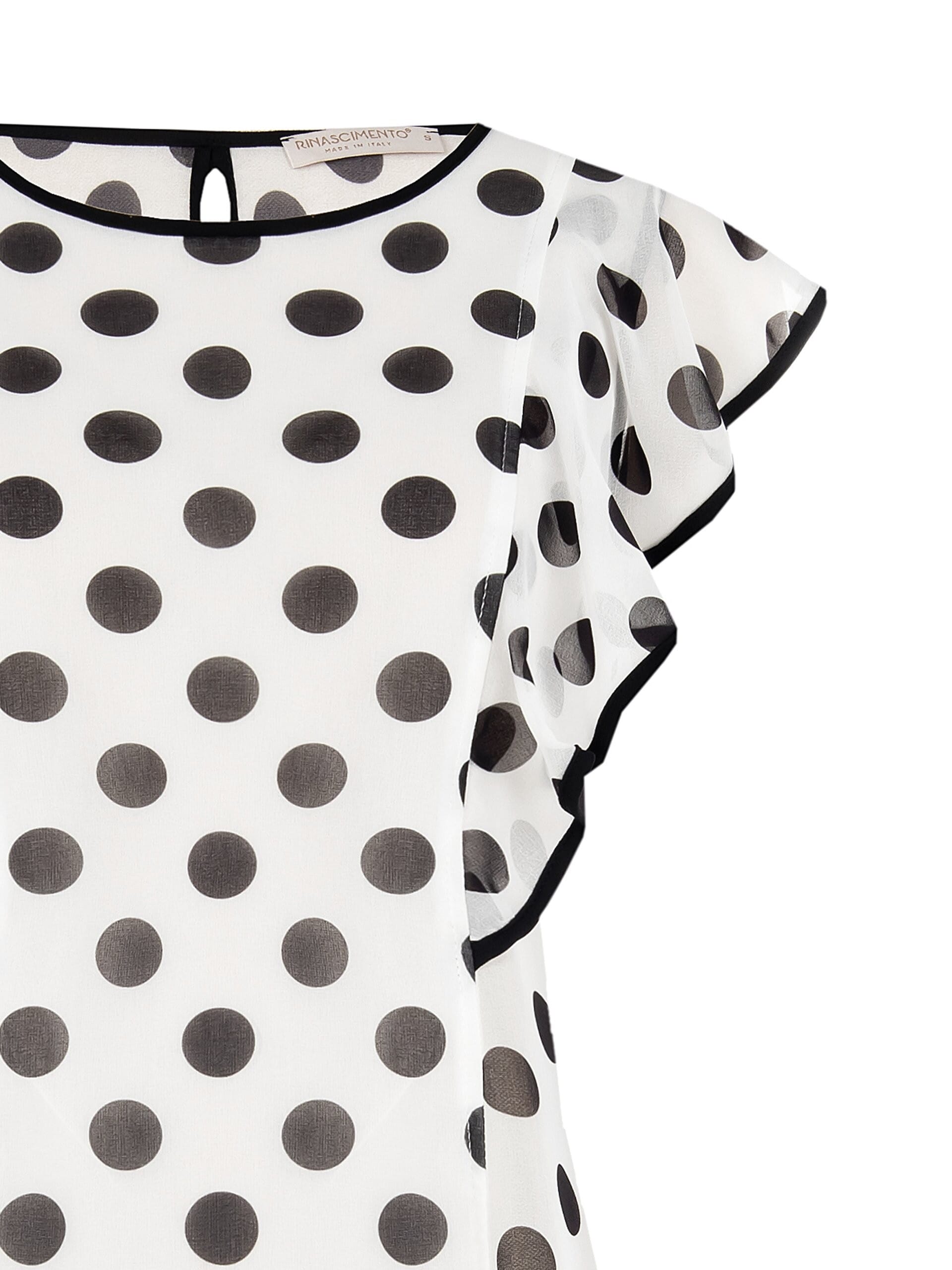 Blusa Fluida In Georgette A Pois Con Volant Rinascimento