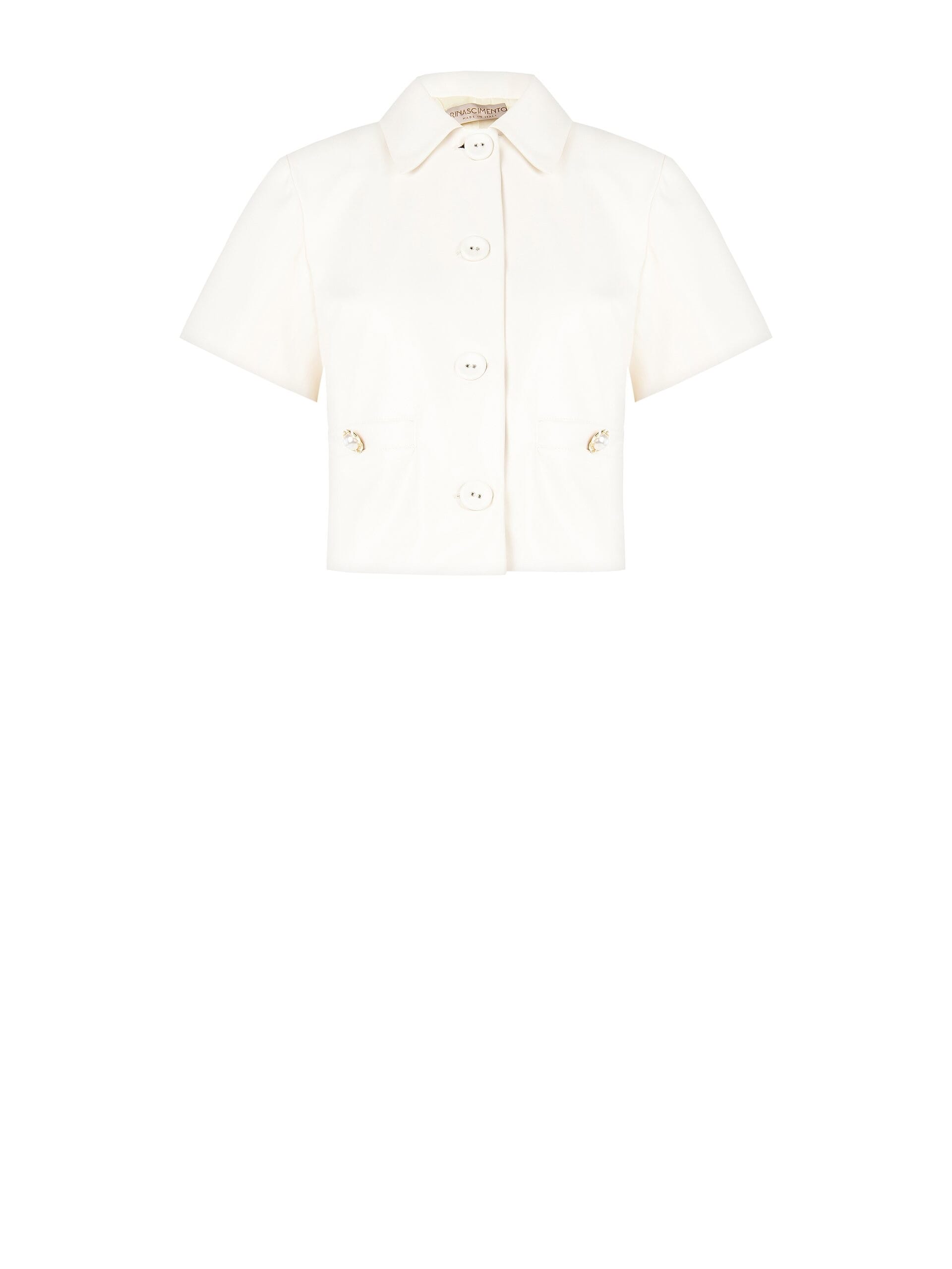 Veste à manches courtes en similicuir avec épaulettes et boutons en perles Rinascimento