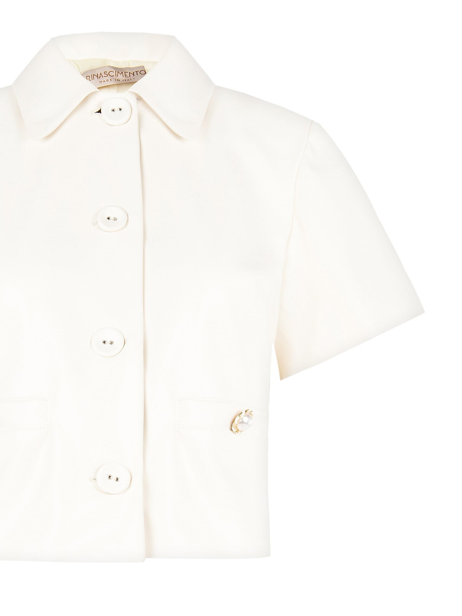 Veste à manches courtes en similicuir avec épaulettes et boutons en perles Rinascimento