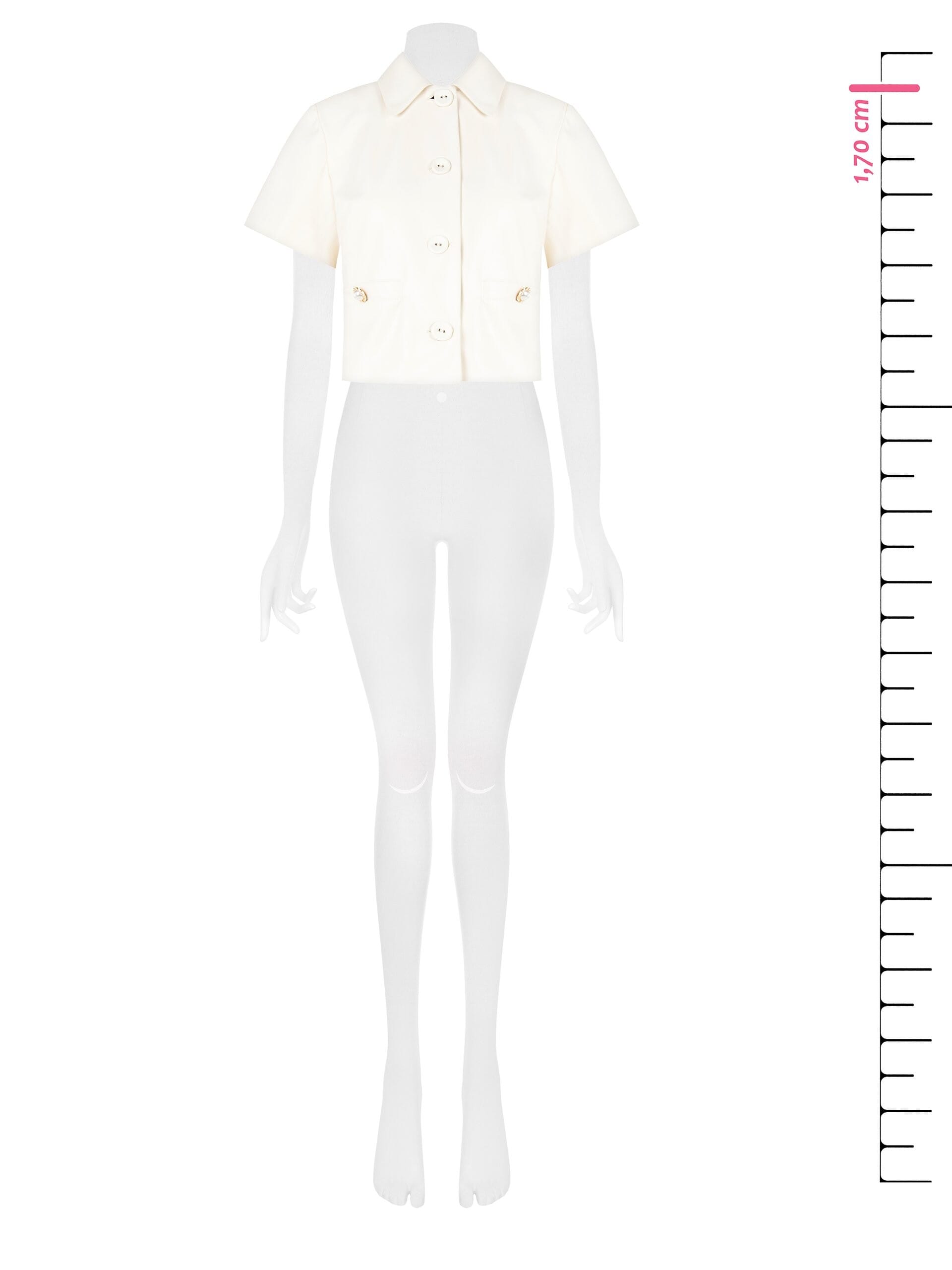 Veste à manches courtes en similicuir avec épaulettes et boutons en perles Rinascimento