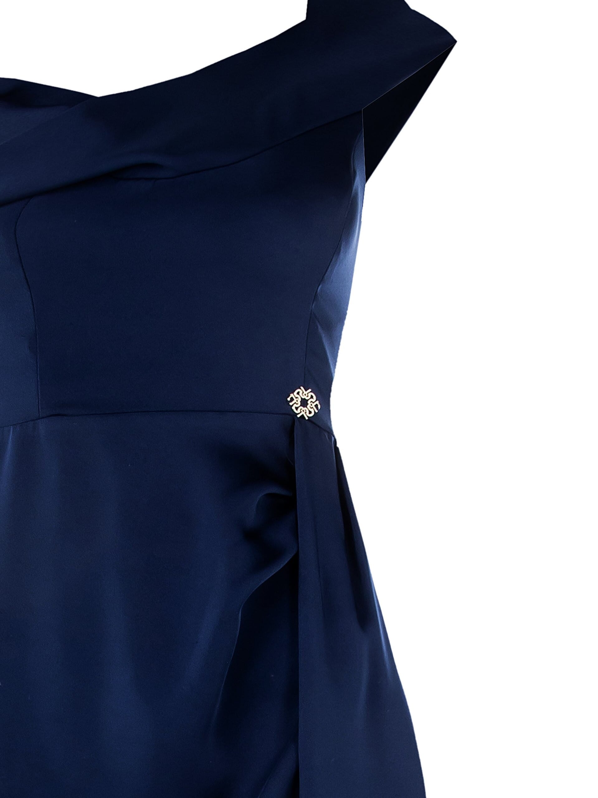 Abito Lungo Monospalla In Raso Con Spacco Rinascimento