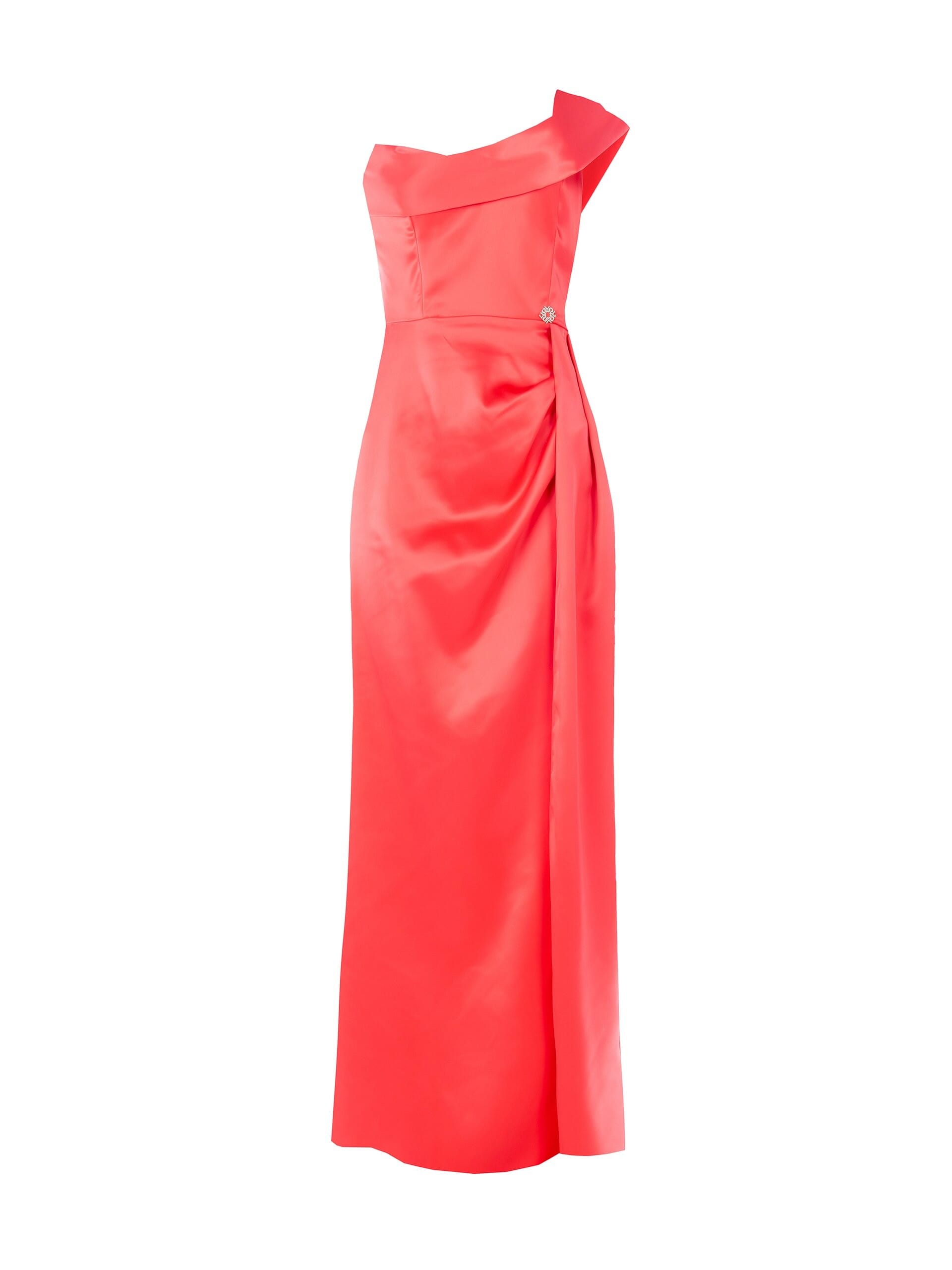 Abito Lungo Monospalla In Raso Con Spacco Rinascimento