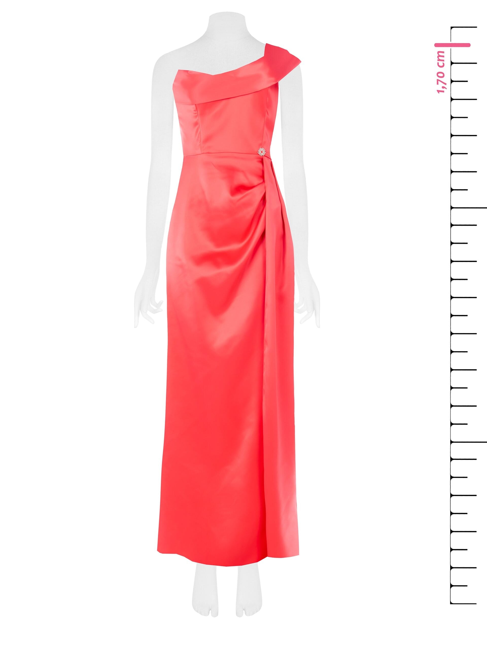 Abito Lungo Monospalla In Raso Con Spacco Rinascimento