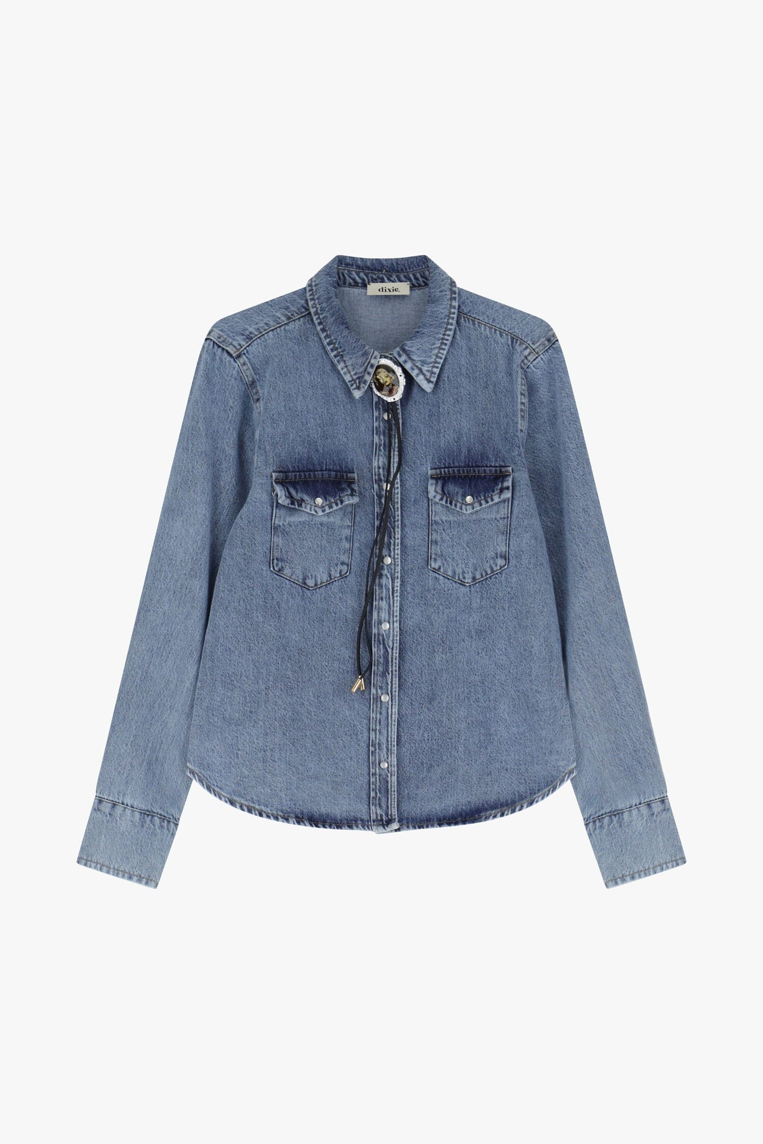 Camicia In Denim Con Colletto Classico E Bottoni Dixie